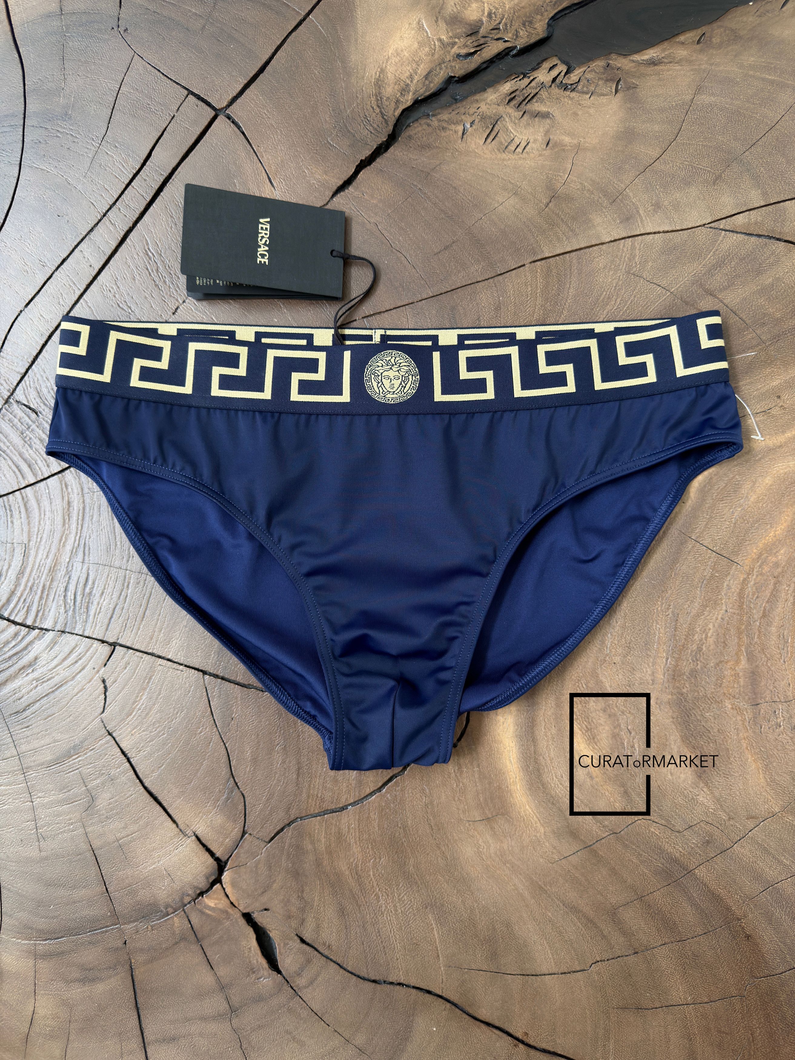 Versace Size 7 Navy Mainline Greca Key Medusa Swim Essential Briefs Size US 38 / EU 54 - 1 Thumbnail