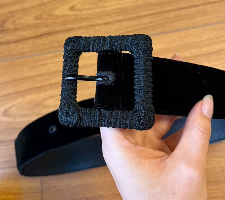 Saint Laurent Paris saint laurent black velvet belt-2507 Size ONE SIZE - 2 Thumbnail