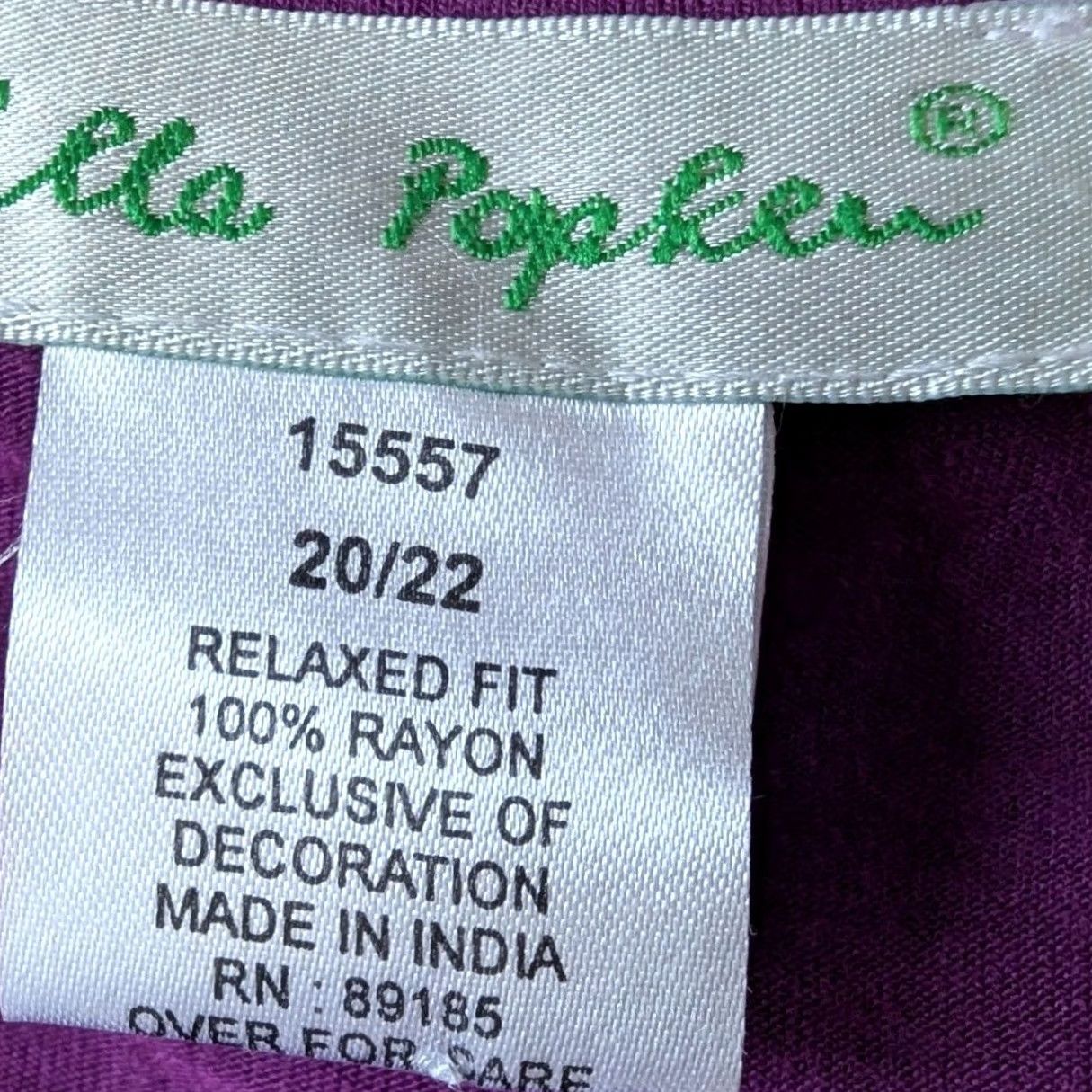 Vintage Ulla Popken Purple Tunic Top 3/4 Sleeve Embroidered Rayon Scoop Neck Plus Size 20W Casual Boho Size 3XL / US 20-22 - 6 Thumbnail