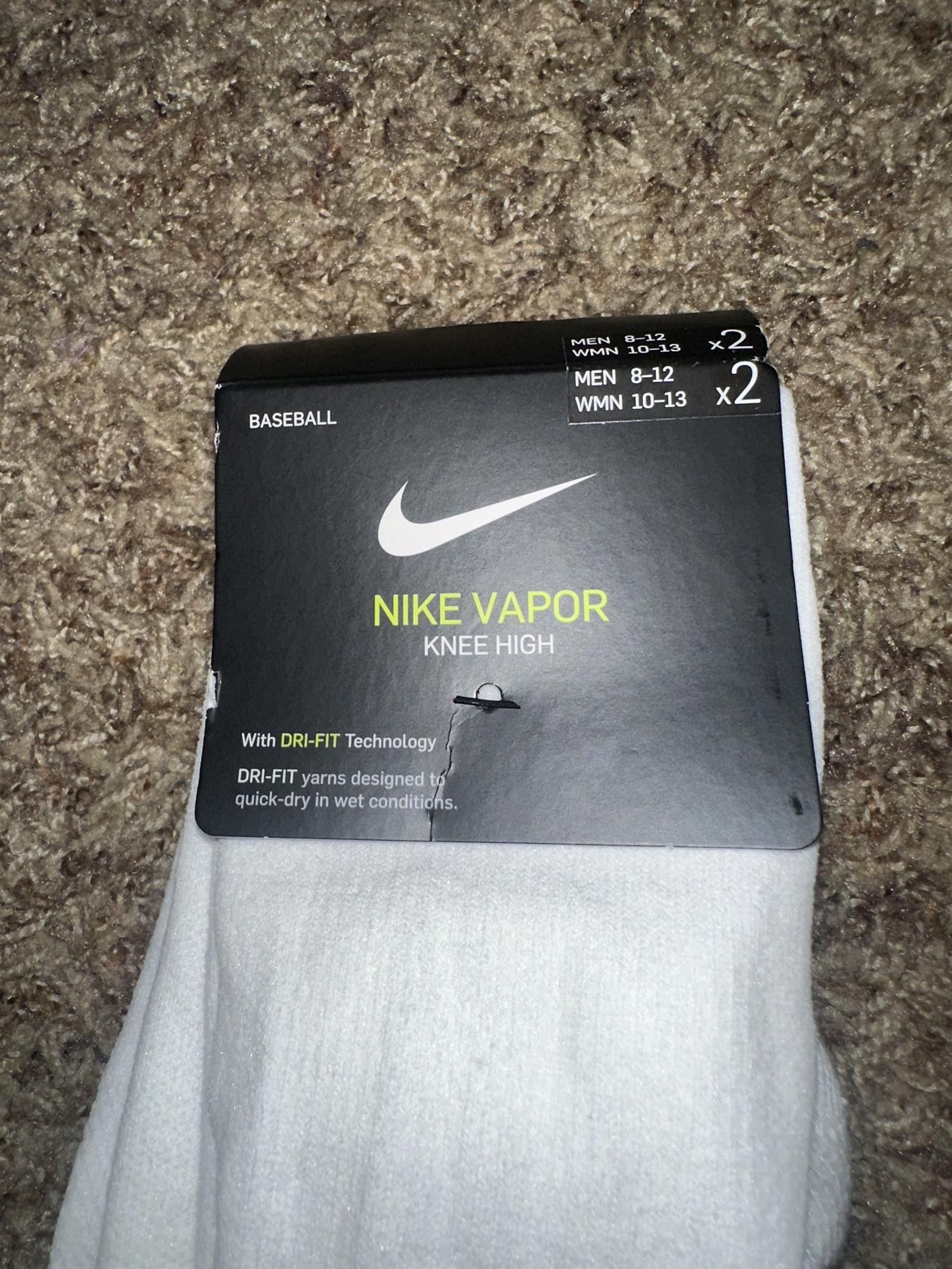 Nike Nike Vapor Knee-High Baseball Training Socks 2 Pack SX4810 Size ONE SIZE - 2 Thumbnail