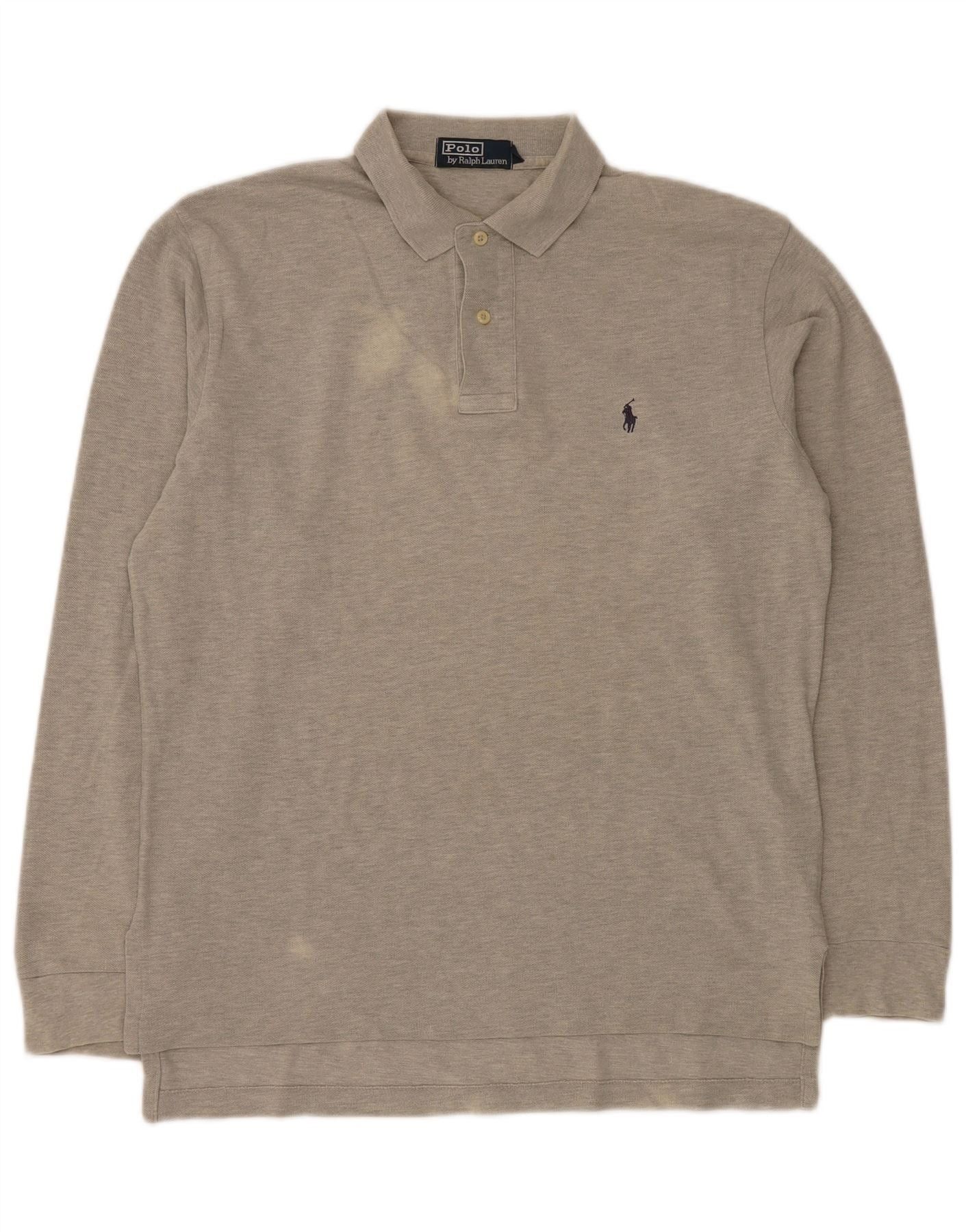 Polo Ralph Lauren Mens Loose Fit Long Sleeve Polo Shirt Medium Grey Cotton Size US M / EU 48-50 / 2 - 1 Thumbnail