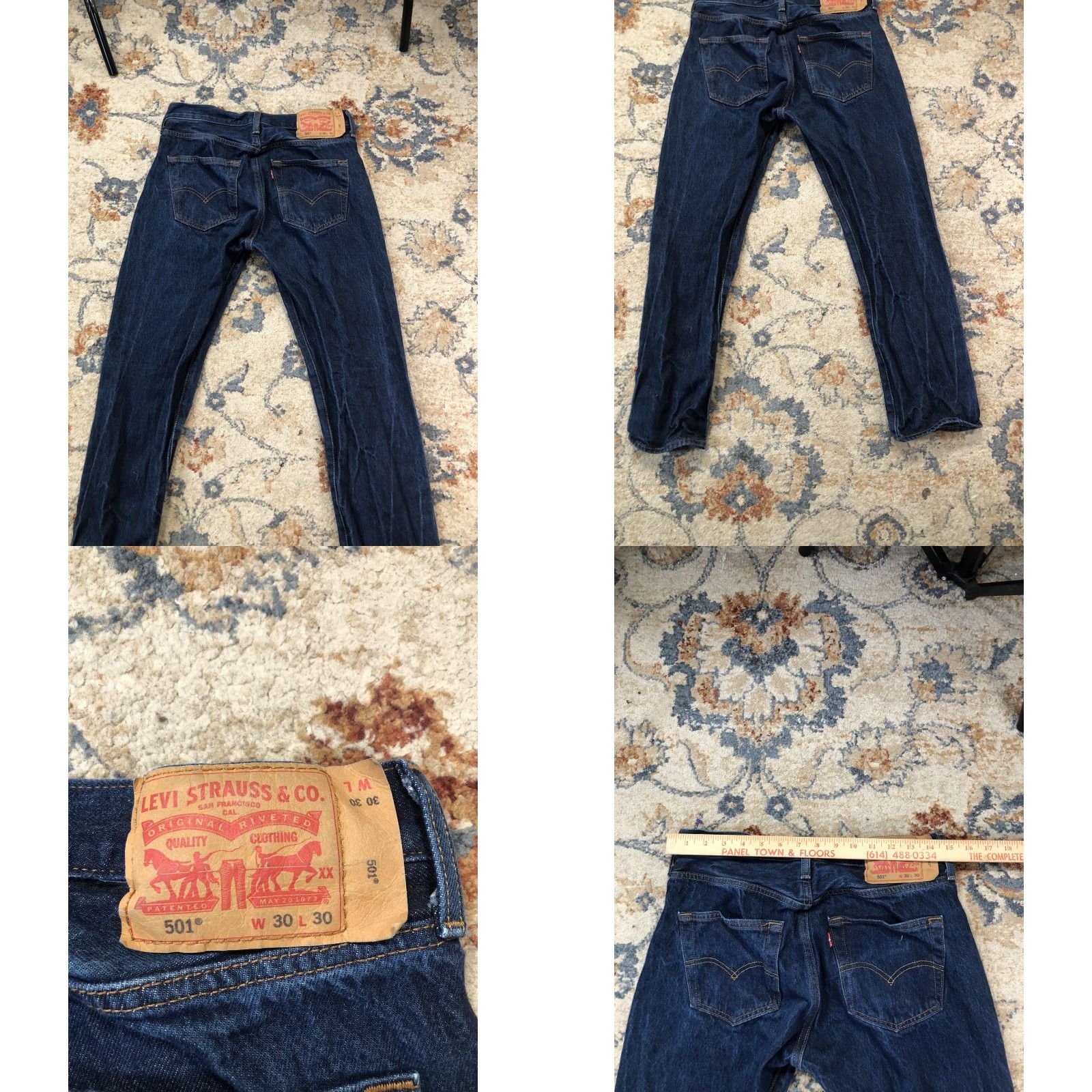 Levi's Levi's 501 Jeans Mens 30x30 Blue Dark Wash Straight Leg Button Fly Denim Pants Size US 30 / EU 46 - 8 Thumbnail