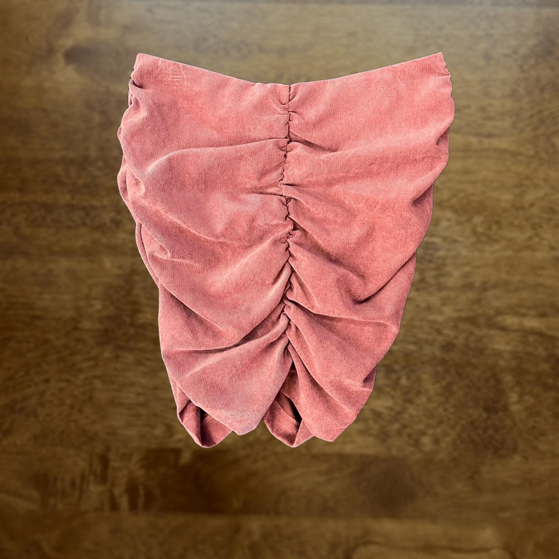Zara Zara Skirt Womens L Pink Corduroy High Waist Ruched Mini Lined Stretch Party Size 36" / US 14 / IT 50 - 1 Thumbnail