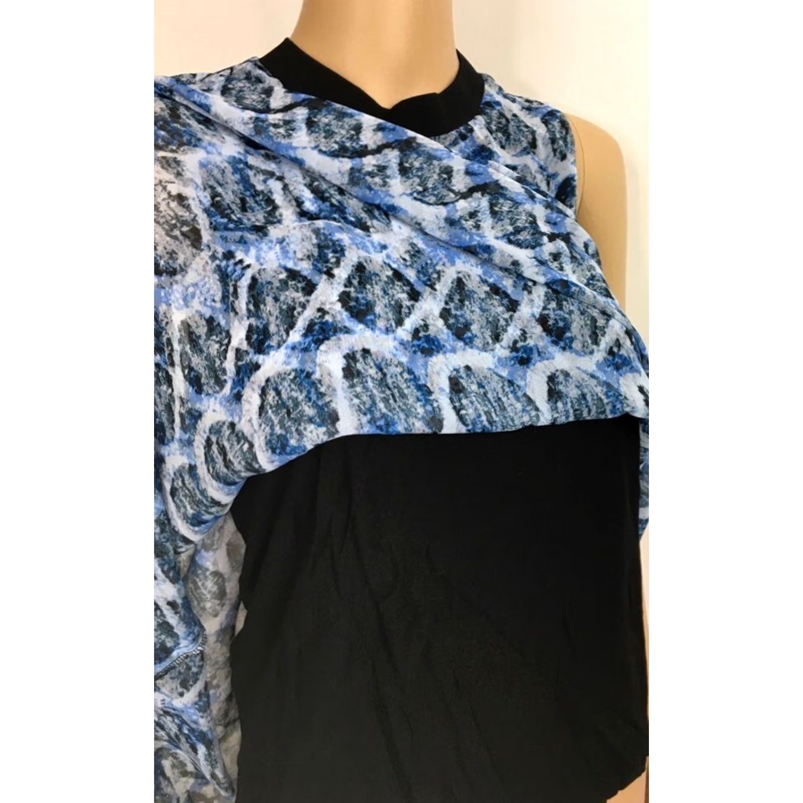 Vintage Rachel Roy Blouse Sleeveless XS Blue Keyhole Lined Hi-Low Rattlesnake Womens Size XS / US 0-2 / IT 36-38 - 5 Thumbnail