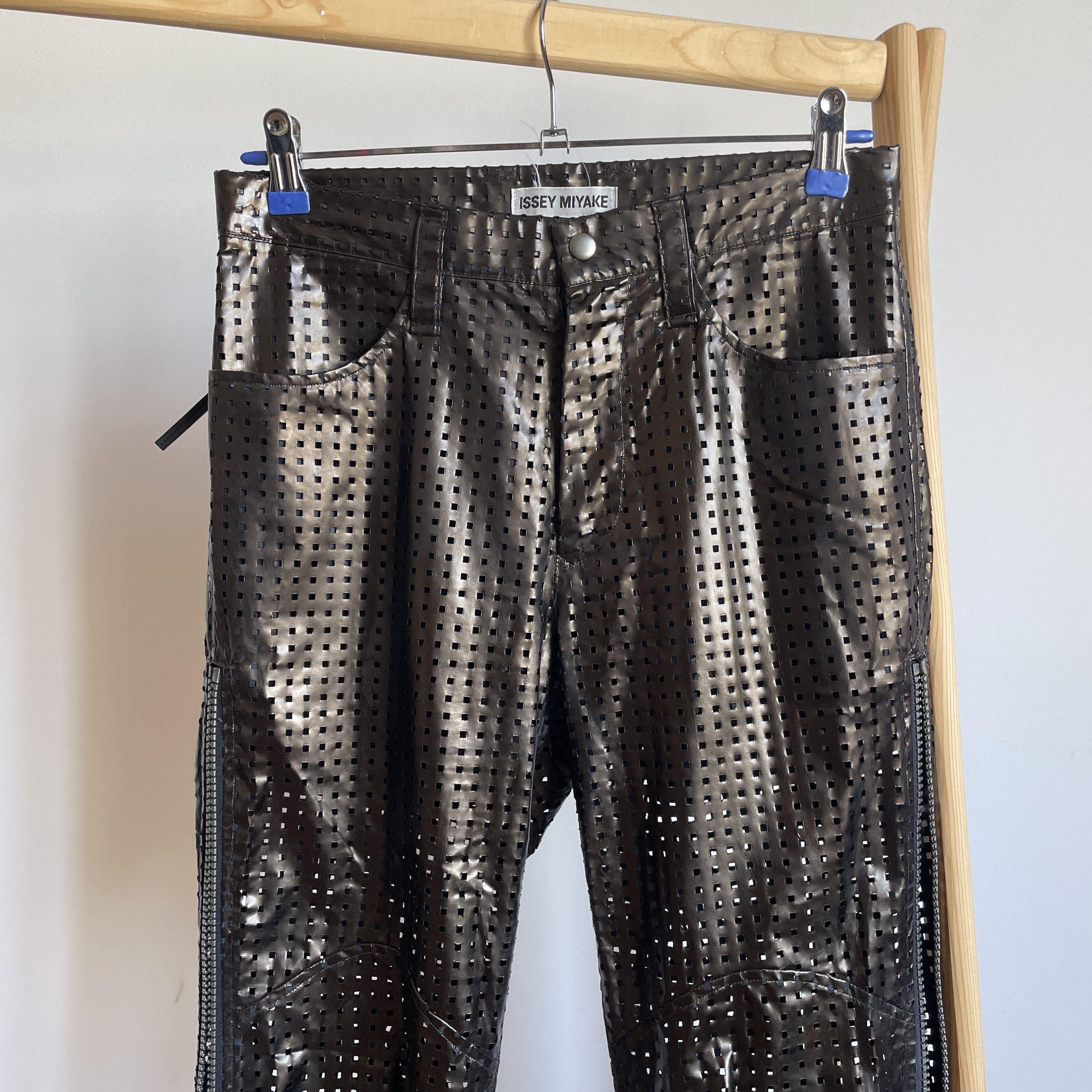 Issey Miyake Issey Miyake S/S 1996 Womens Vinyl Perforated Zip Pants Size 30" / US 8 / IT 44 - 8 Thumbnail