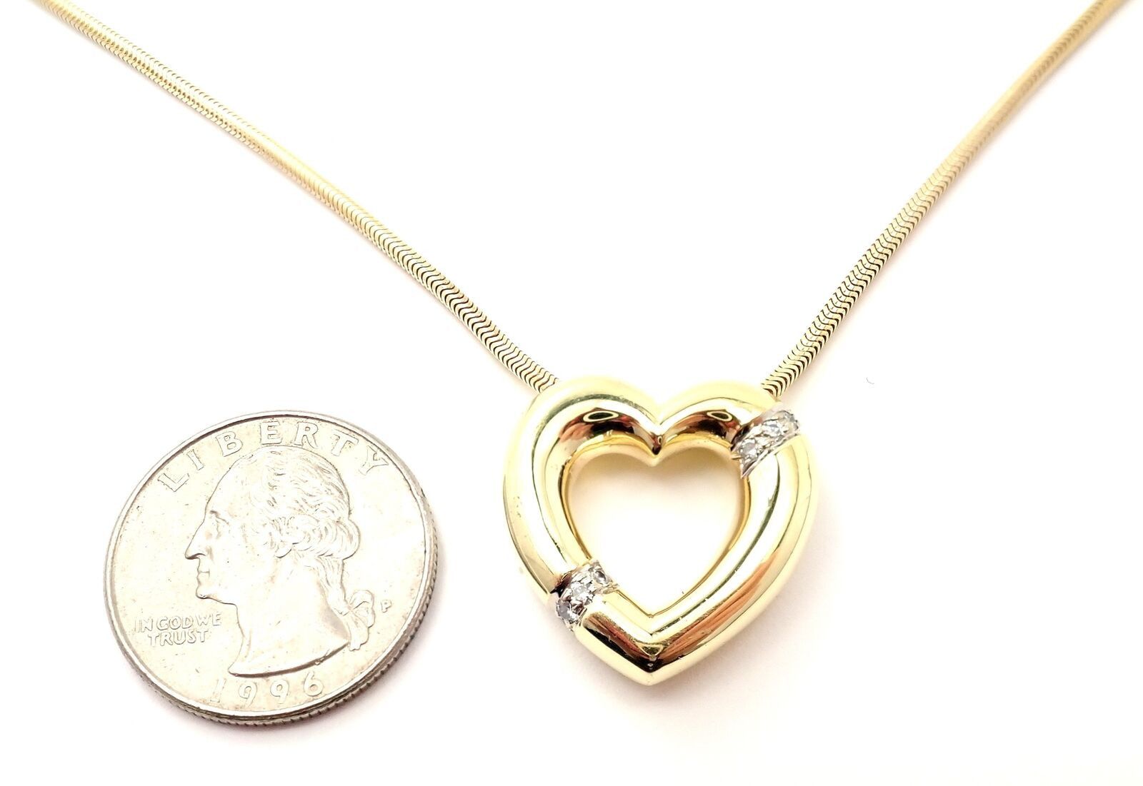 Picasso 18k Yellow Gold Diamond Heart Pendant Necklace