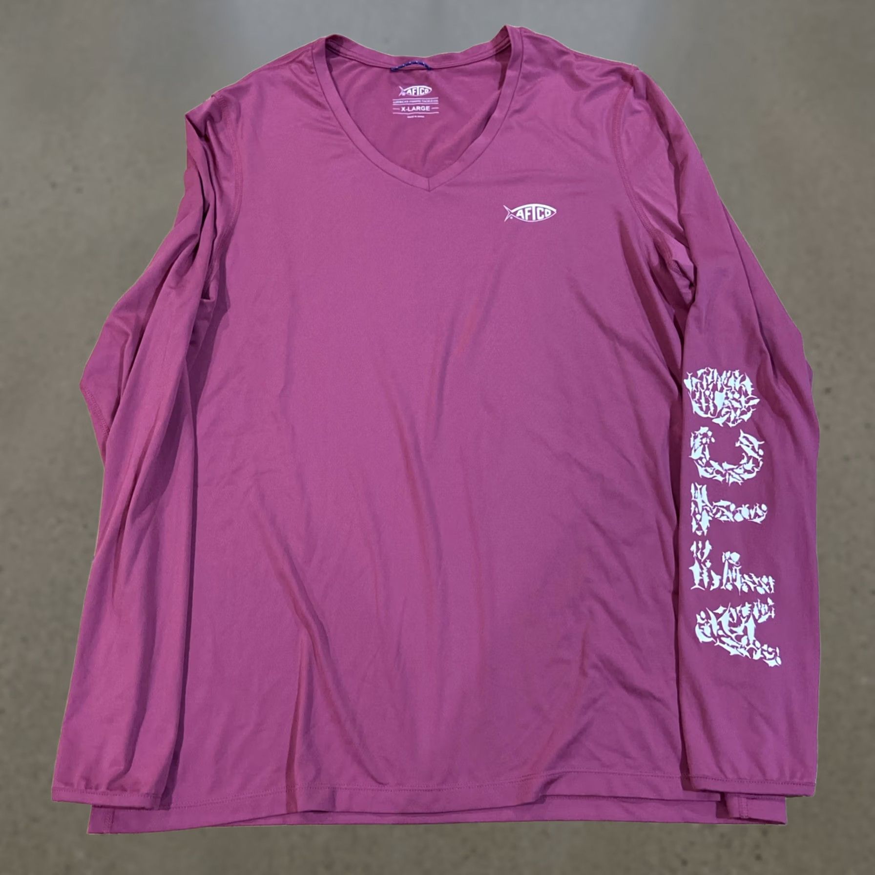Pinko AFTCO Shirt Mens XL Pink V neck Long Sleeve Fishing Performance Sun Outdoor Shirt Size US XL / EU 56 / 4 - 1 Thumbnail