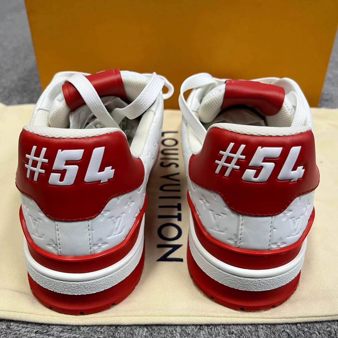 Louis Vuitton Louis Vuitton White Red Trainer Leather Logo Low Top Size US 7 / EU 40 - 4 Thumbnail