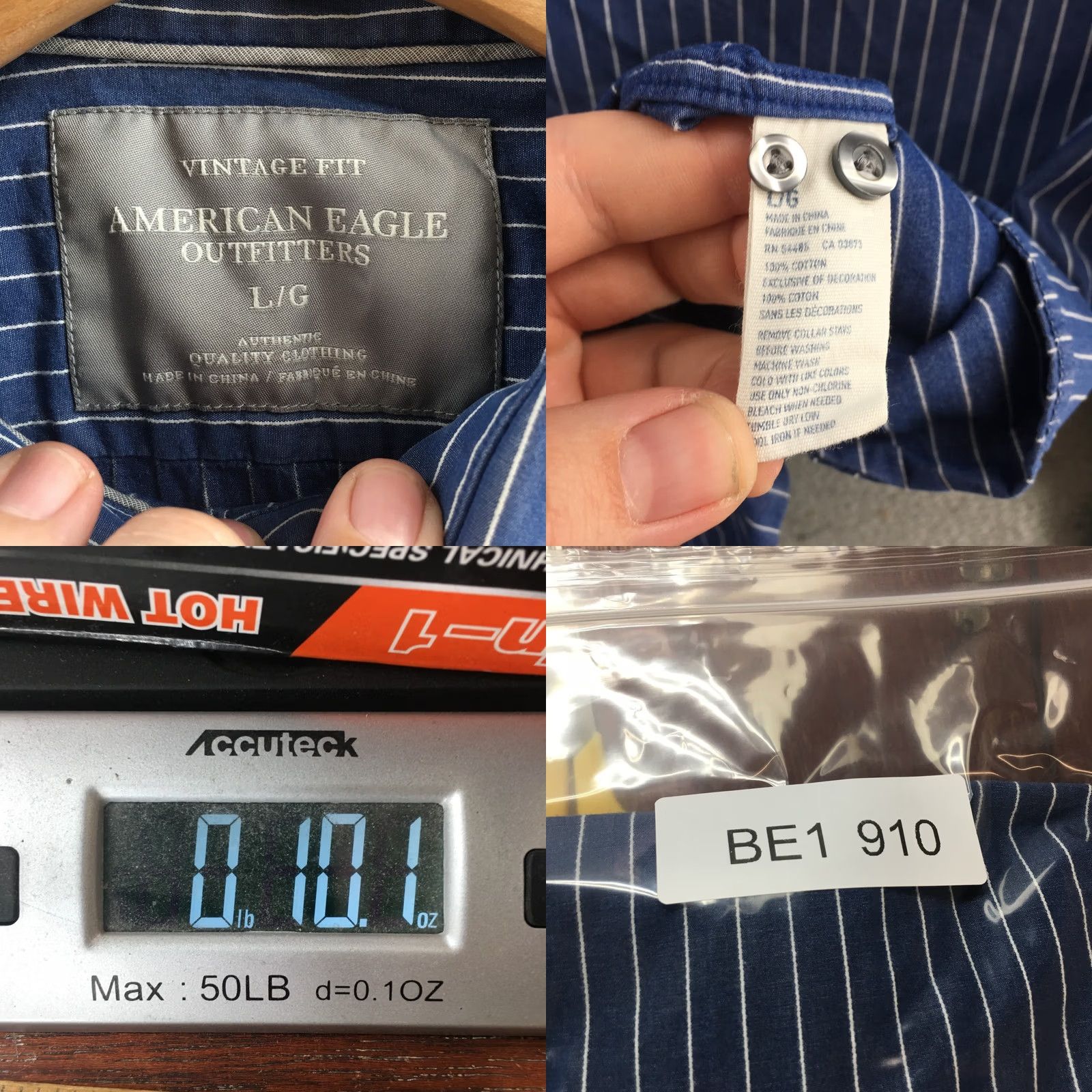 American Eagle Outfitters American Eagle Outfitters Button-Up Shirt Womens L Blue Striped Cotton Long Sleeve Size L / US 10 / IT 46 - 9 Thumbnail