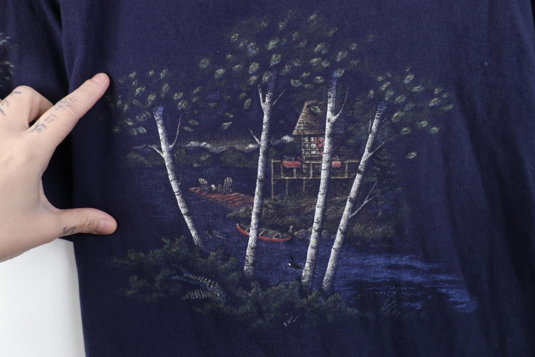 Vintage Vintage 90s Streetwear Country House Nature T-Shirt Blue Size L / US 10 / IT 46 - 4 Thumbnail