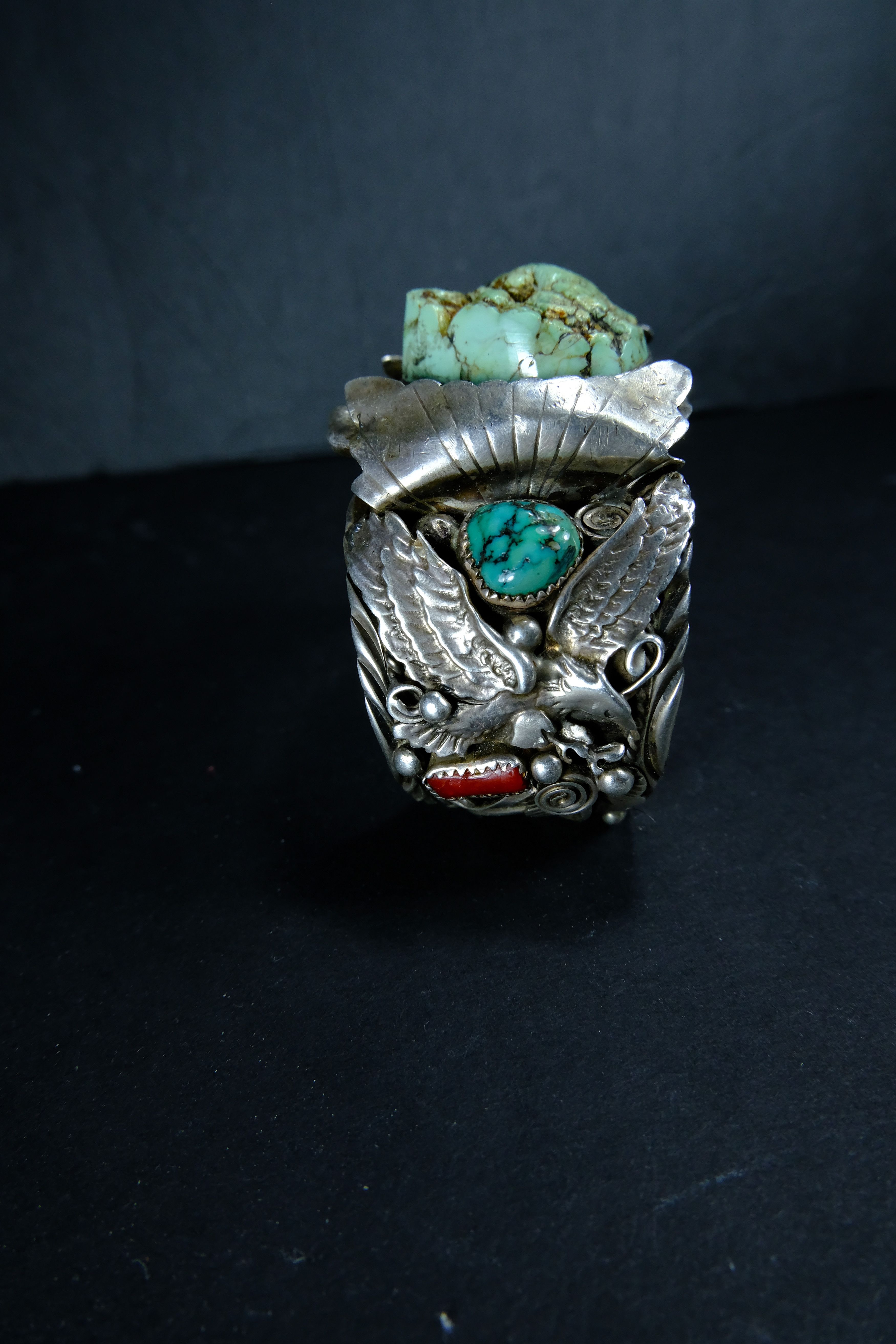 Vintage Turquoise Nugget Silver Bracelet Size ONE SIZE - 2 Thumbnail