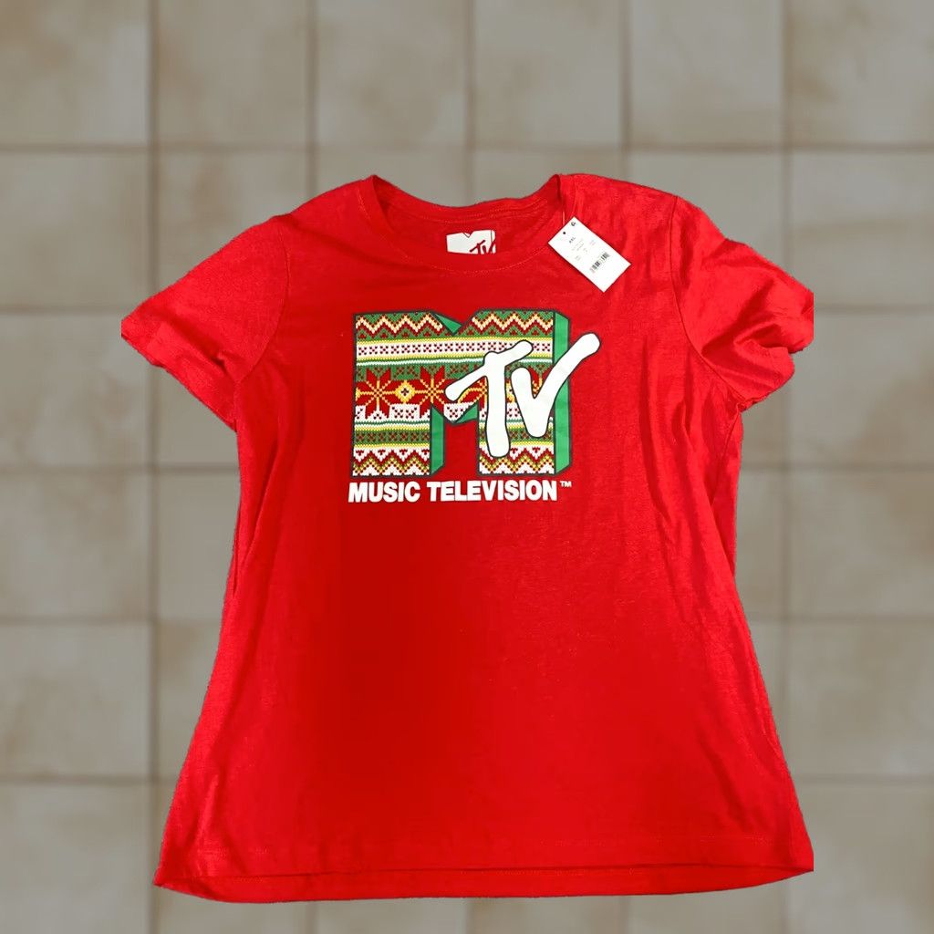 Vintage MTV Juniors shirt T-Shirt 2XL Red Crew Neck Short Sleeve Pullover Basic Casual Teens MT&V Size XXL / US 16-18 / IT 52-54 - 1 Thumbnail