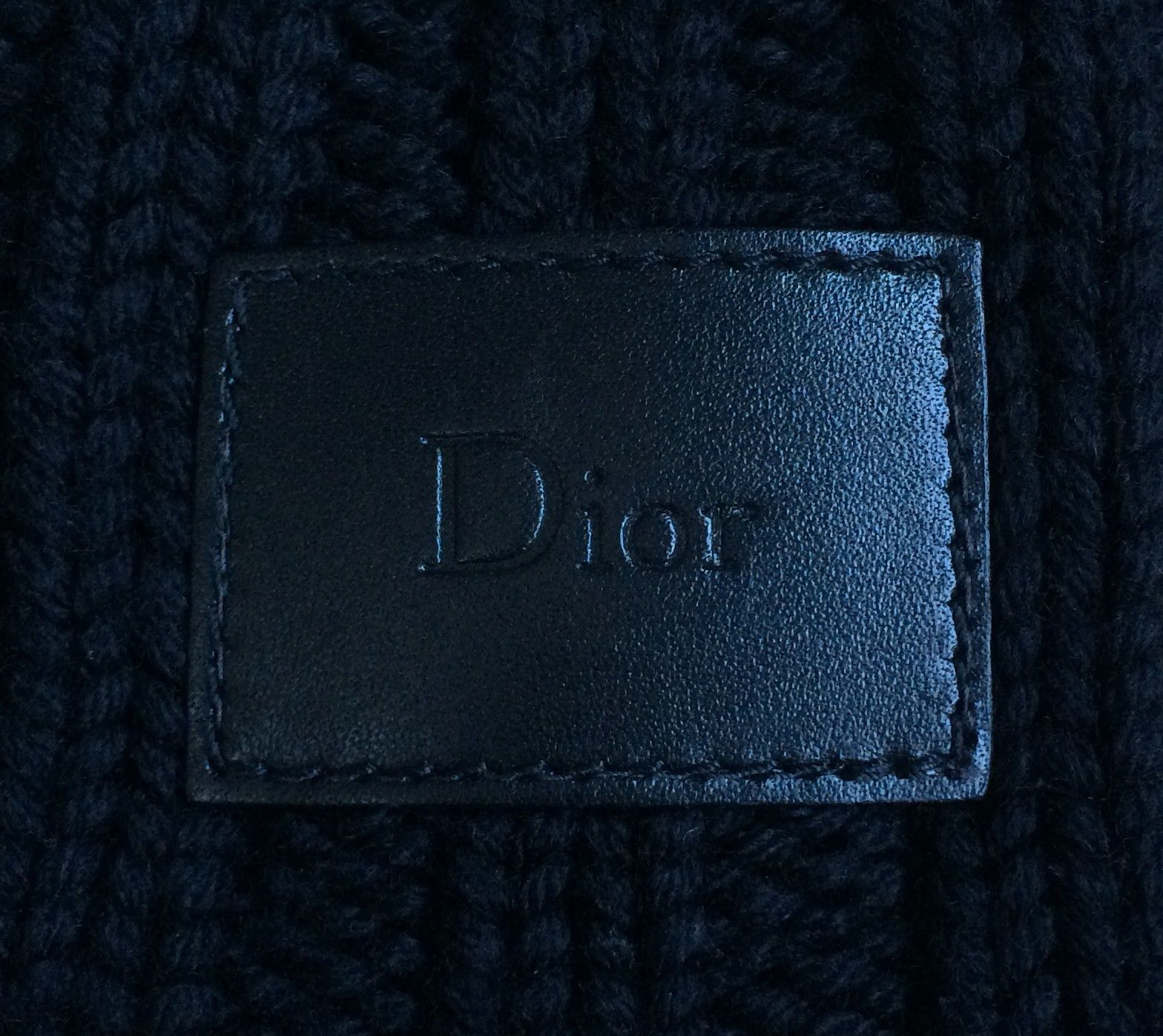 Dior Dior Leather Logo Patch Beanie Hat Size ONE SIZE - 2 Thumbnail