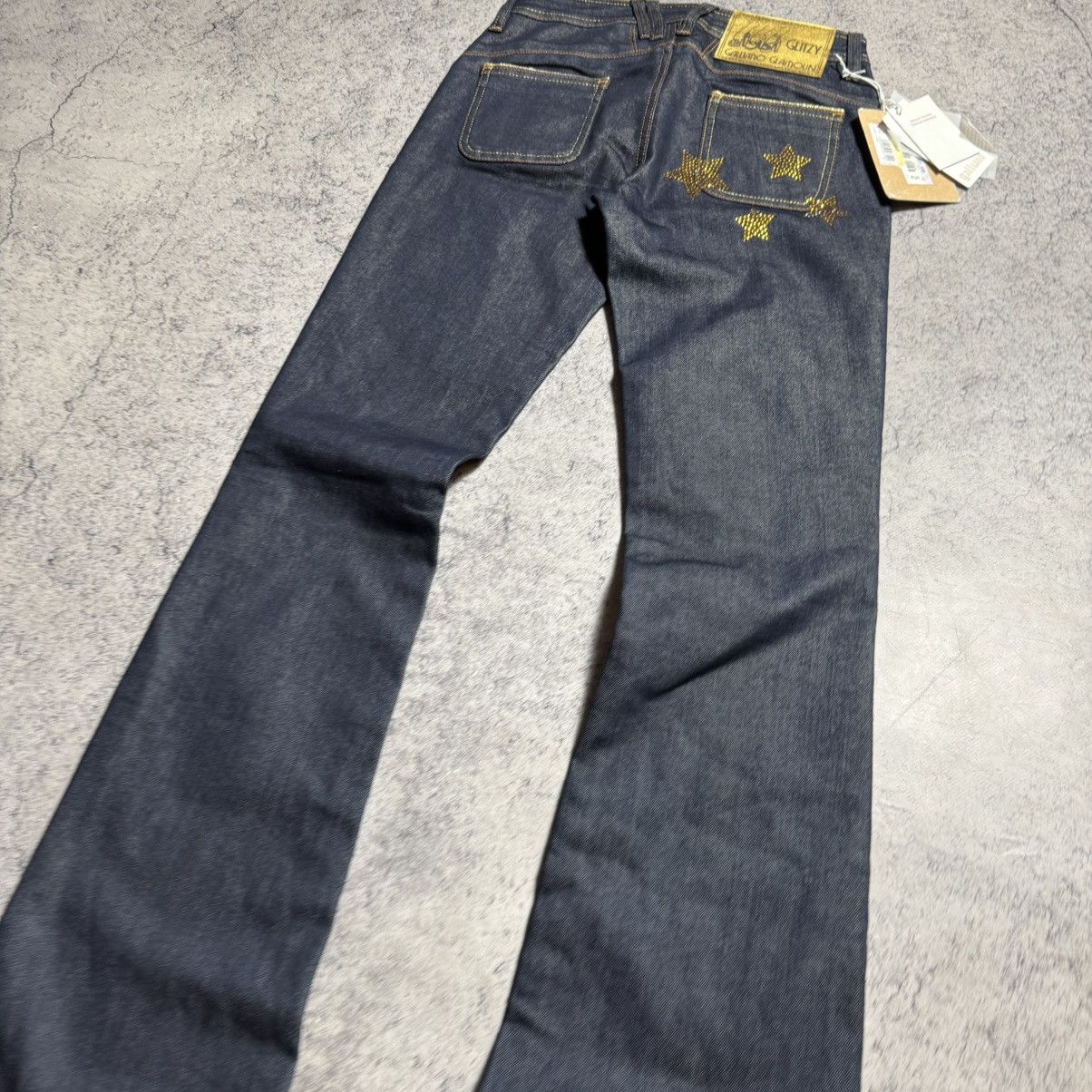 John Galliano NEW Galliano Glamour Star Y2K 00s Flared Jeans Size 25" / US 0 / IT 36 - 3 Thumbnail