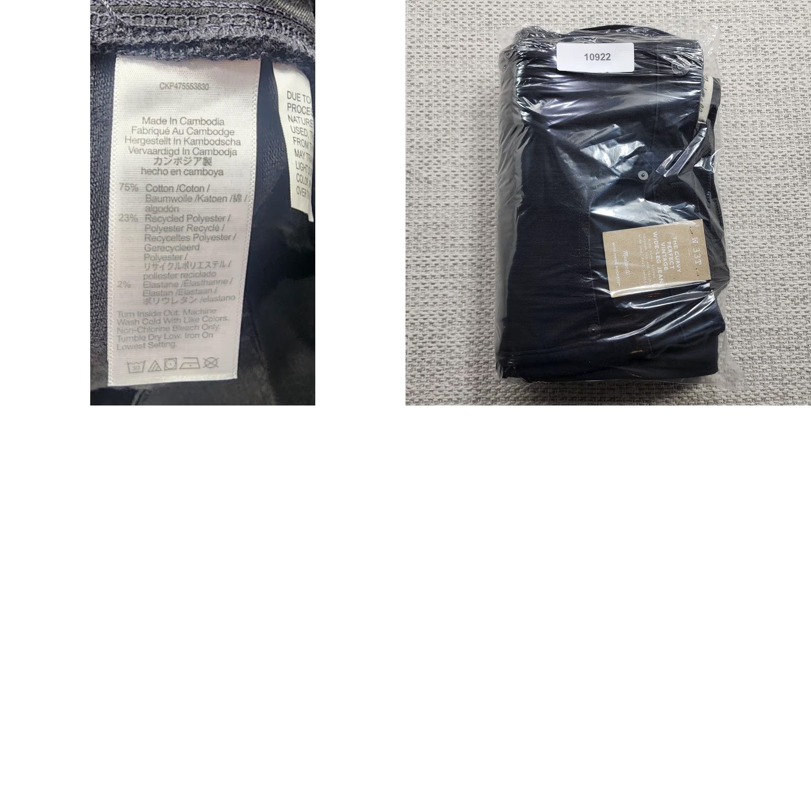 Madewell VINTAGE Madewell Jeans Womens 33 Tall Black The Curvy Vintage Wide-Leg High Rise Denim Size 24" / US 00 / IT 34 - 9 Thumbnail