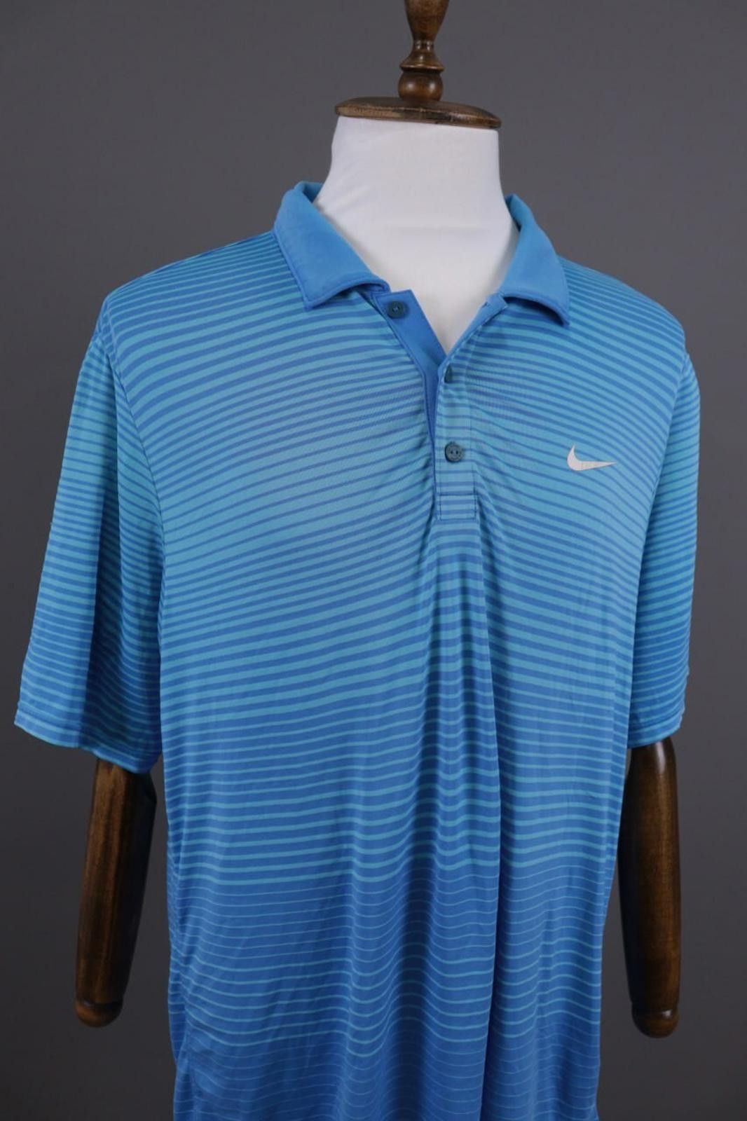 Nike Nike Golf Dri Fit Blue Striped Tennis Polo Shirt Size L Size US L / EU 52-54 / 3 - 4 Thumbnail