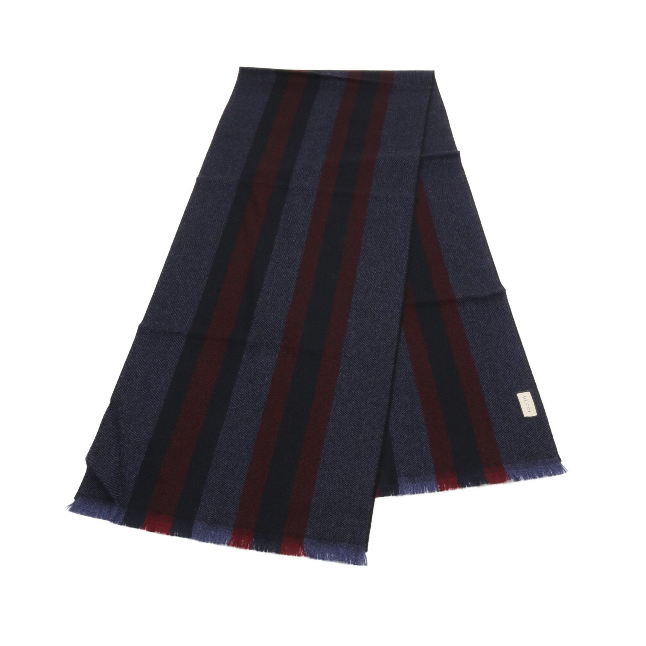 Gucci Web Stripe Scarf Wool Navy Red