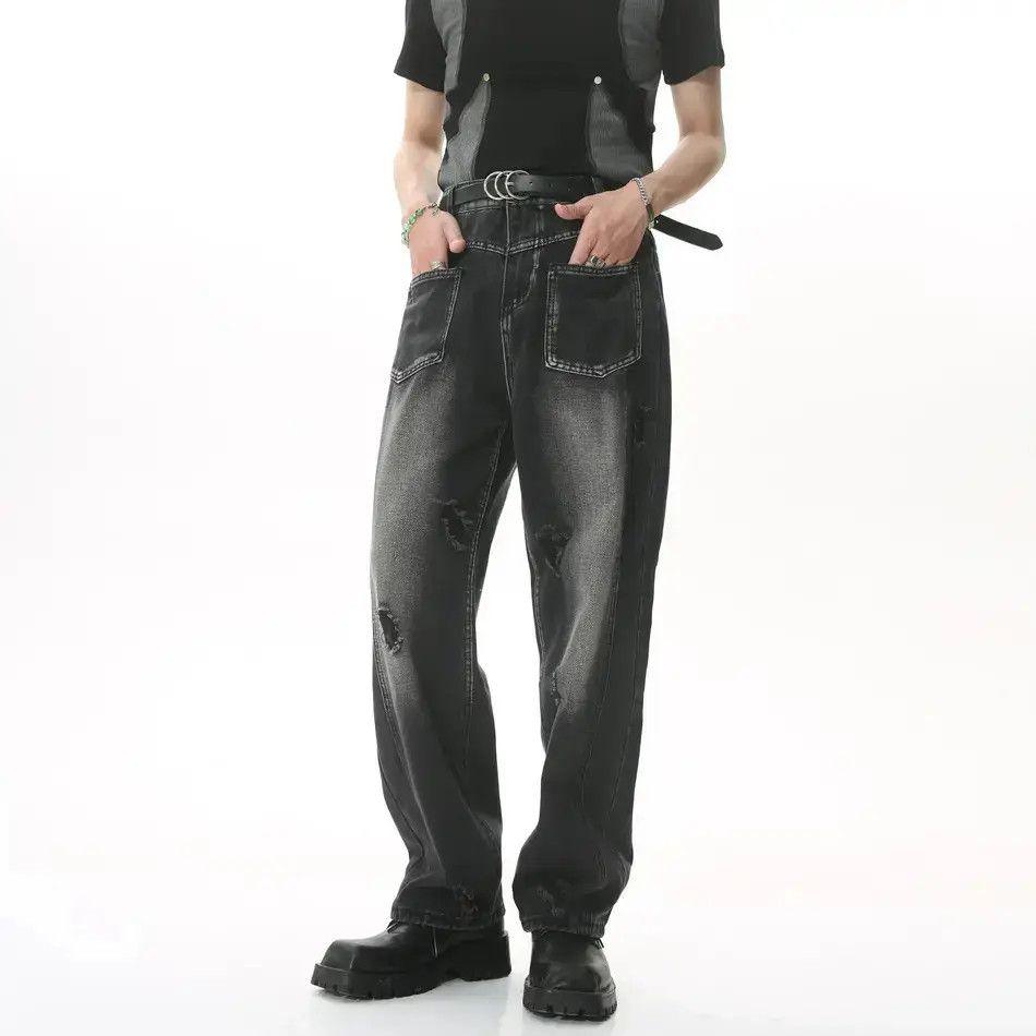 Japanese Brand Retro loose hip-hop blended ripped jeans Size US 32 / EU 48 - 1 Thumbnail