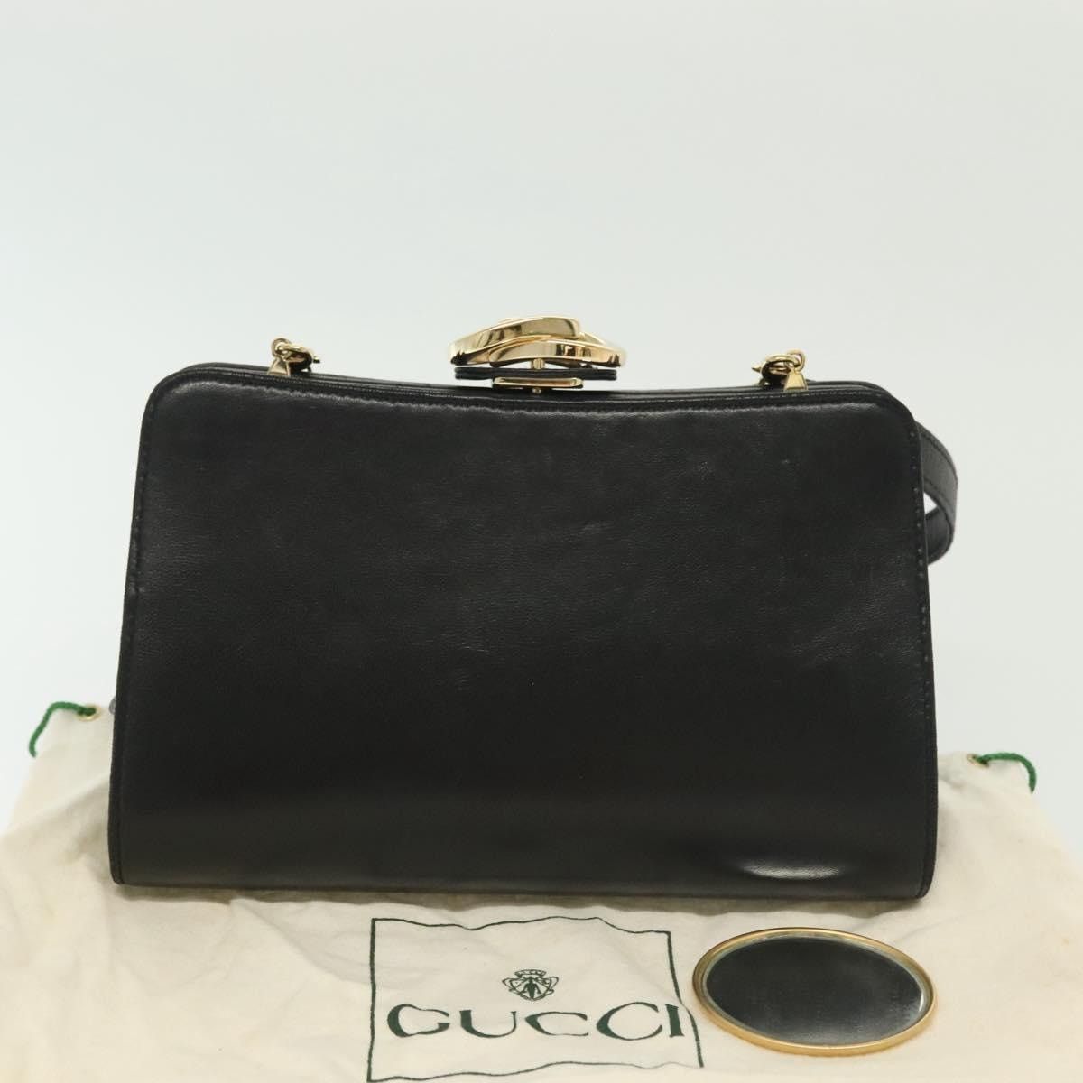 GUCCI Shoulder Bag Leather Black Gold 005 406 005 406