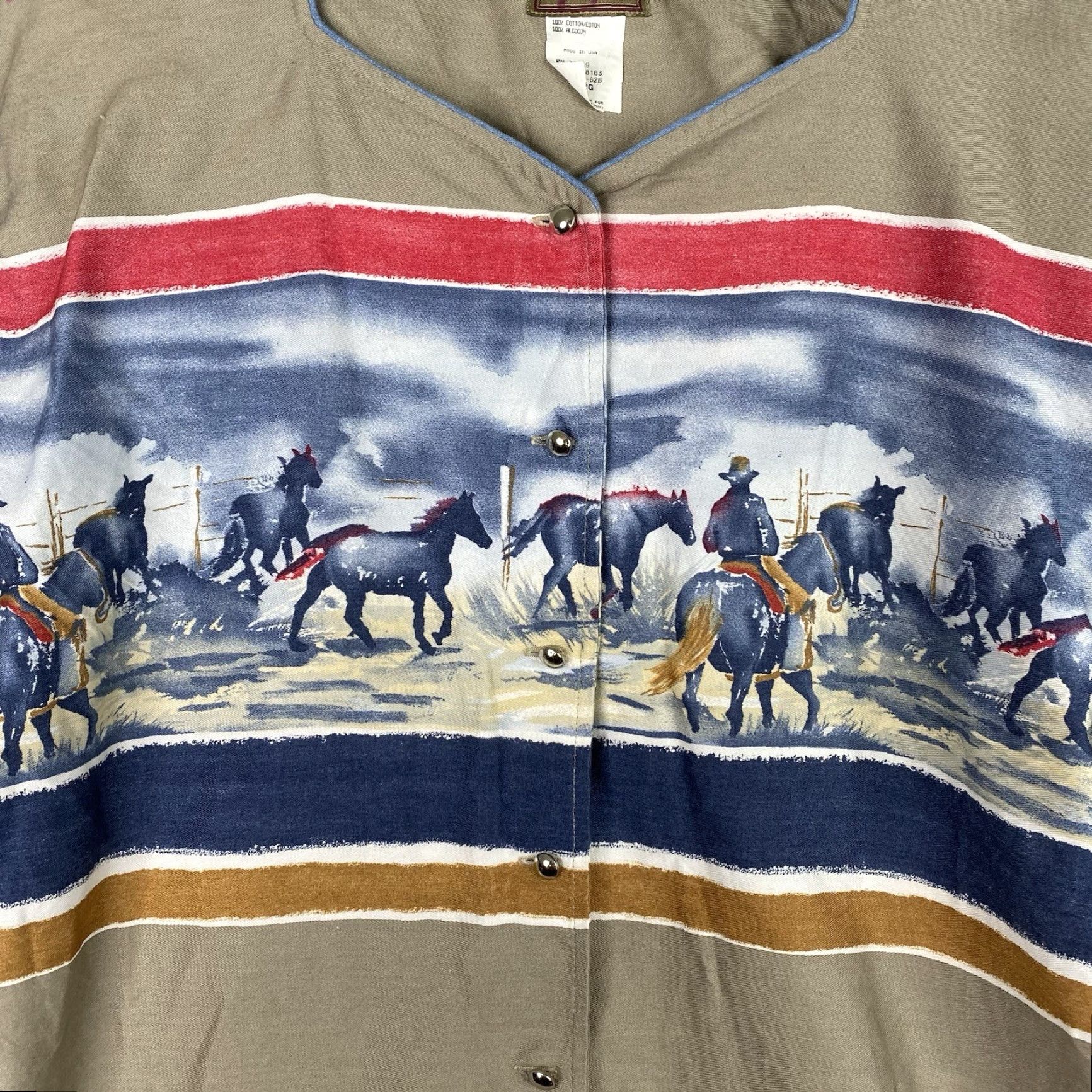 Roper VINTAGE Roper Shirt Womens XL Geometric Twill 100% Cotton Button-Up Western Cowboy Horse USA Made Size XL / US 12-14 / IT 48-50 - 2 Thumbnail