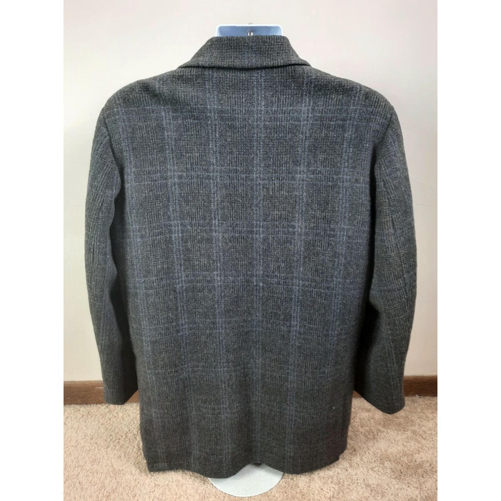 Vintage VINTAGE Fox Knapp PEACOAT WOOL COAT Gray Plaid Men's XL Coat Western Style - Mens XL Pea Coat Size US XL / EU 56 / 4 - 6 Thumbnail