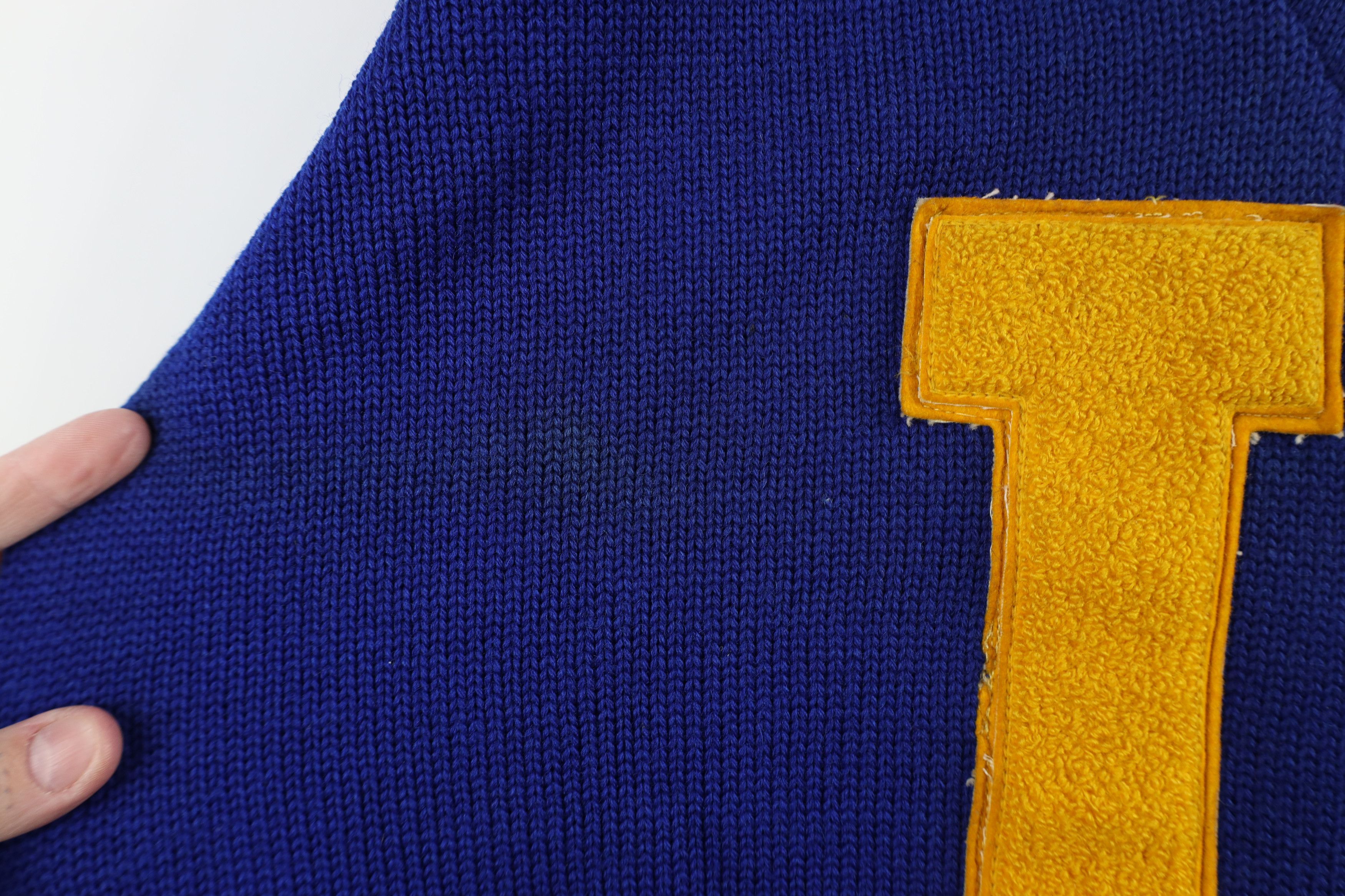 Vintage Vintage 50s 60s Wool Varsity Letterman V-Neck Sweater USA Size US L / EU 52-54 / 3 - 7 Thumbnail