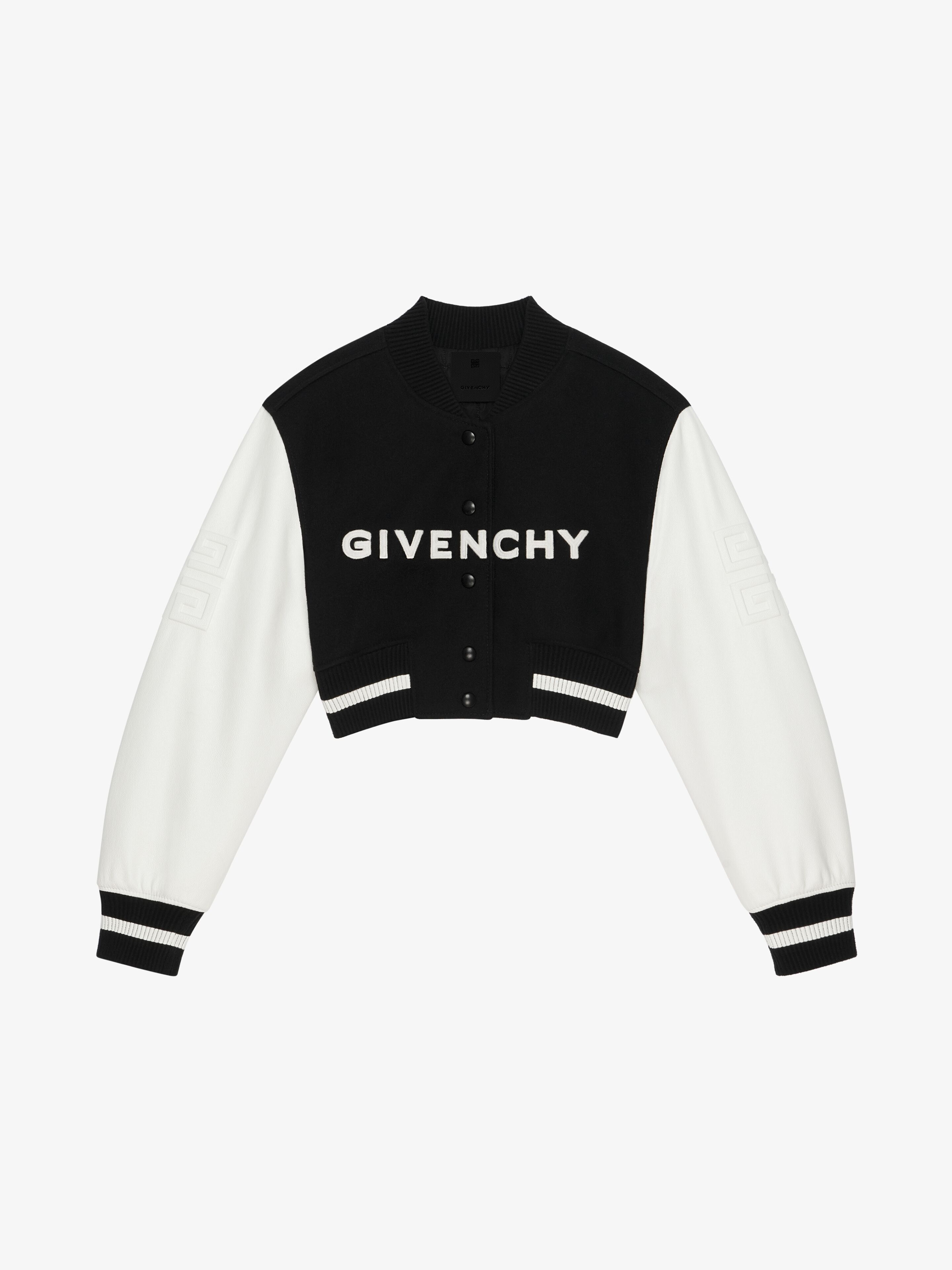Givenchy o1srvl11e0725 Cropped Varsity Sleeves New Rib in Black/White Size S / US 4 / IT 40 - 1 Thumbnail