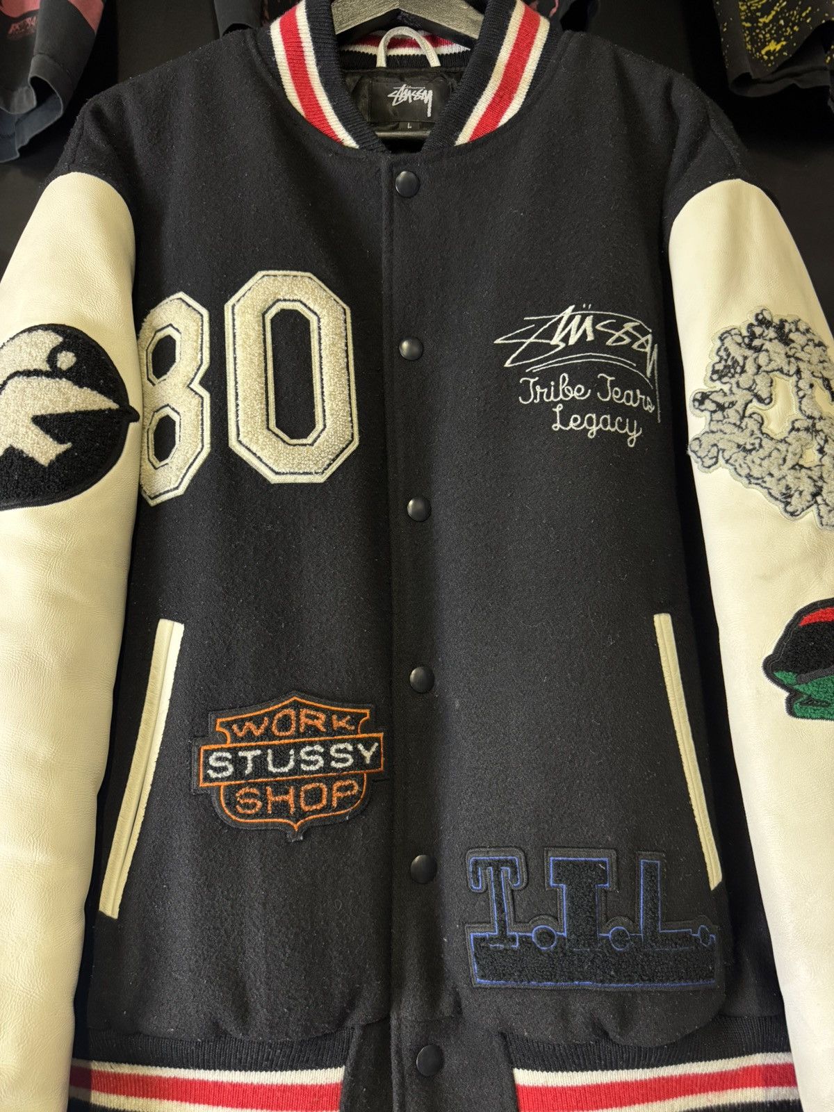 DENIM TEARS × Our Legacy × Stussy Stussy Denim Tears Varsity Jacket Size US L / EU 52-54 / 3 - 5 Thumbnail