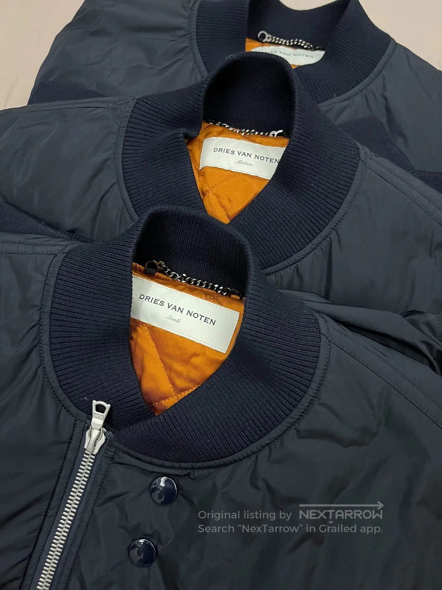 Dries Van Noten Blue Bomber Jacket with Zip and Button Closure. Size US L / EU 52-54 / 3 - 6 Thumbnail