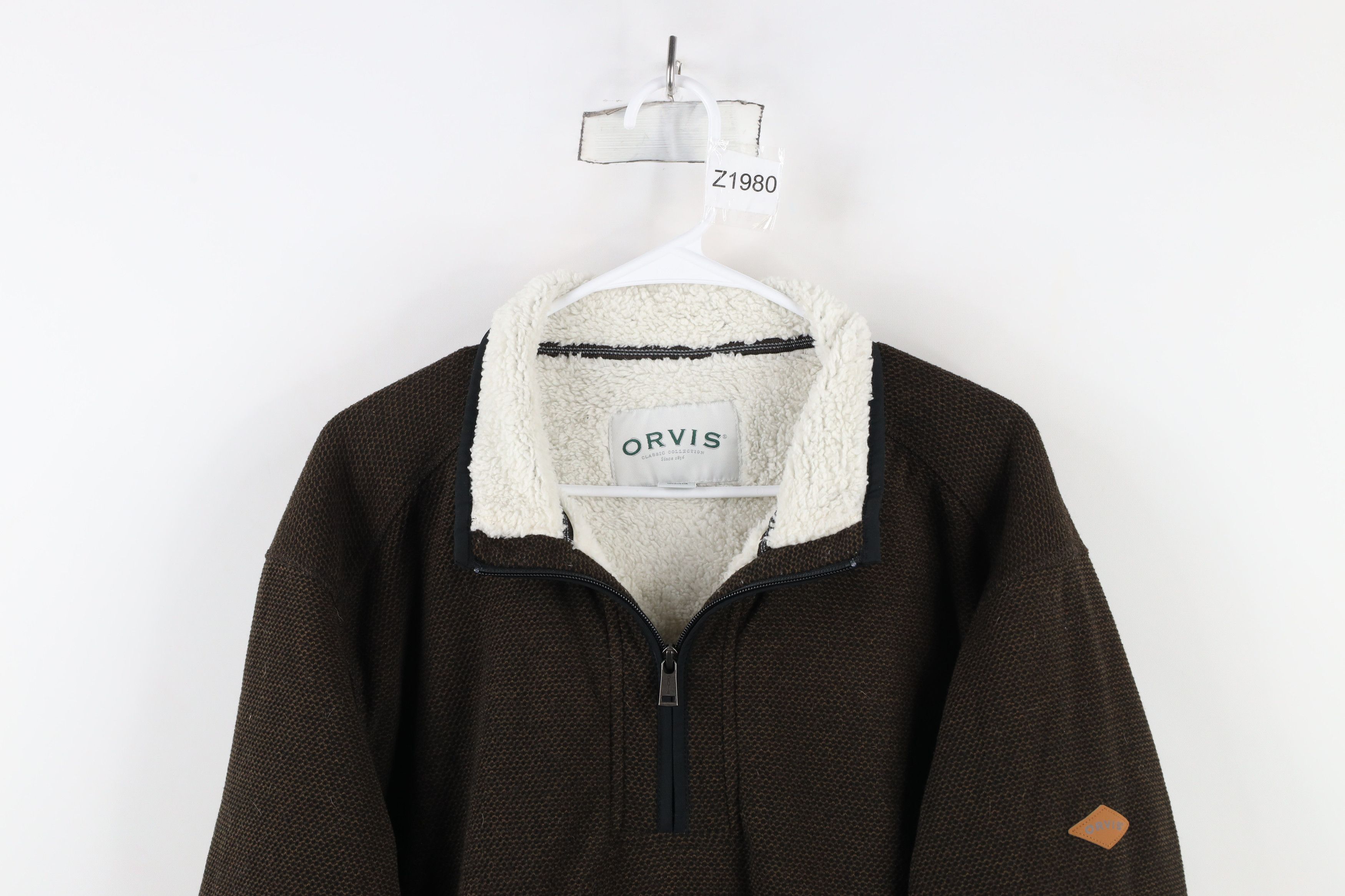 Orvis × Vintage Vintage Orvis Fleece Lined Half Zip Sweater Jacket Brown Size US XXL / EU 58 / 5 - 2 Thumbnail