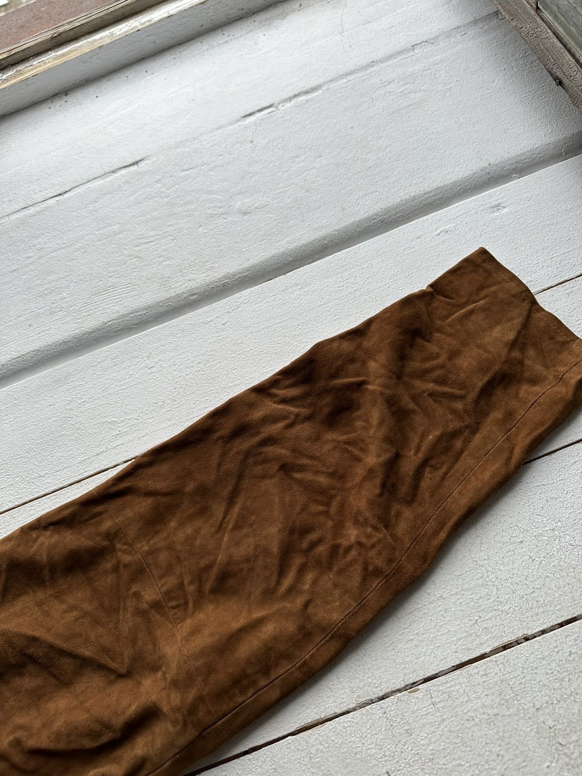 Leather 🚨Vintage leather pants motorcycles BROWN LUXURY Y2K Size 26" / US 2 / IT 38 - 8 Thumbnail