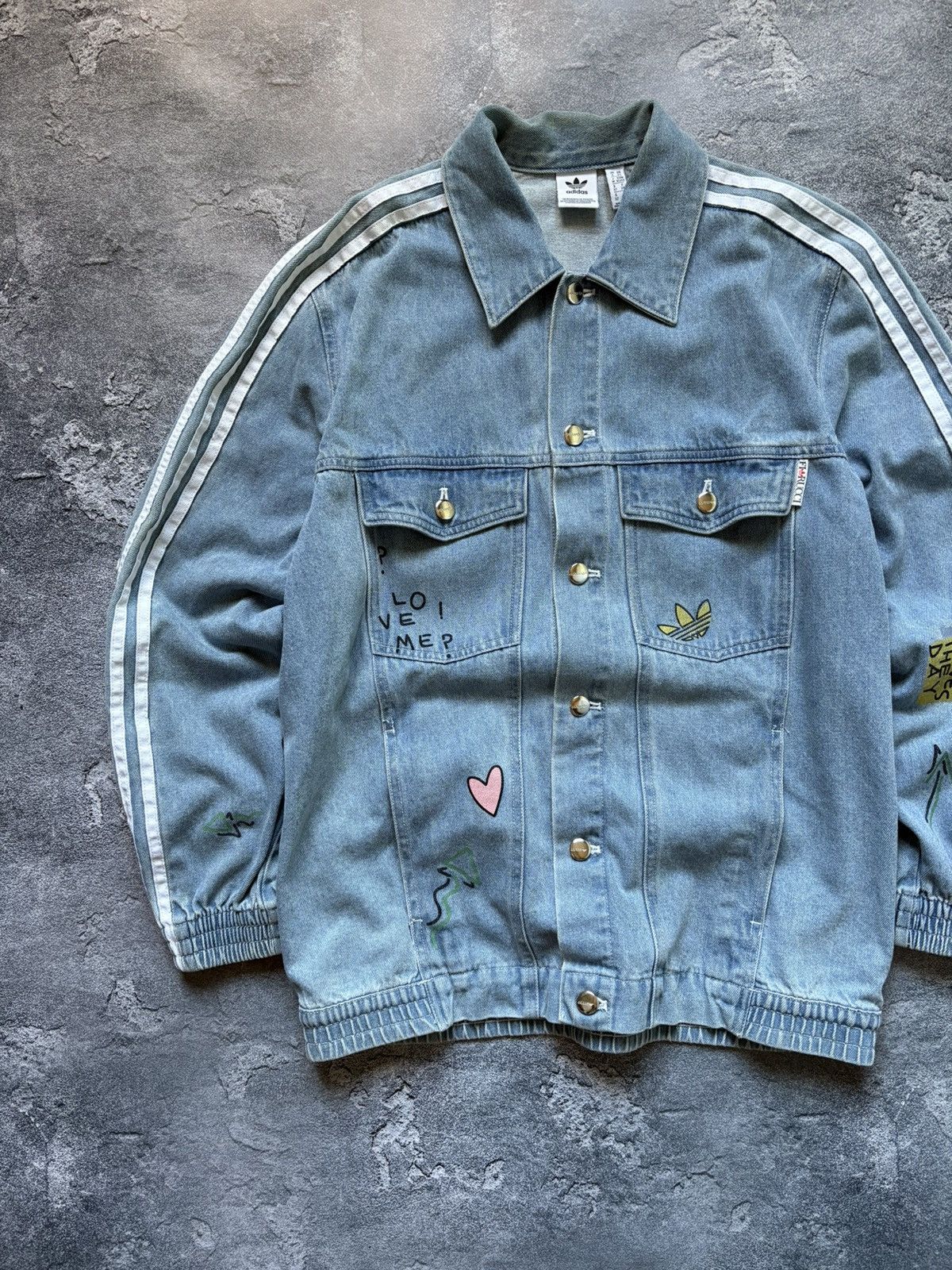 Adidas Adidas x Florucci Y2K Streetwear Women’s Denim Jacket Rare Size XS / US 0-2 / IT 36-38 - 2 Thumbnail