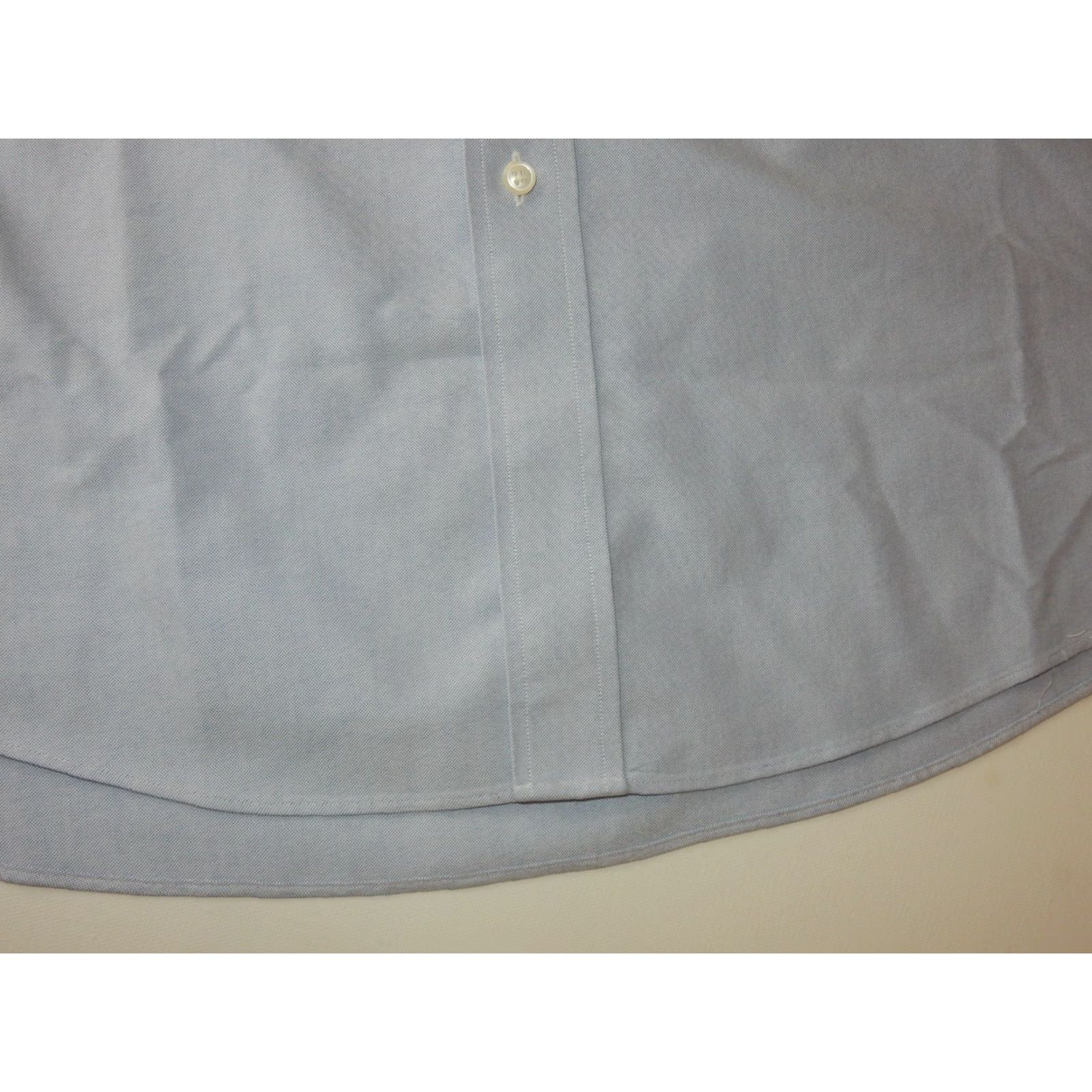 Vintage L.L. Bean Dress Shirt Men Short Sleeve 18 Size Cotton Oxford Blue Solid 27" Chest 34.5" Length Mens Size 48R - 2 Thumbnail