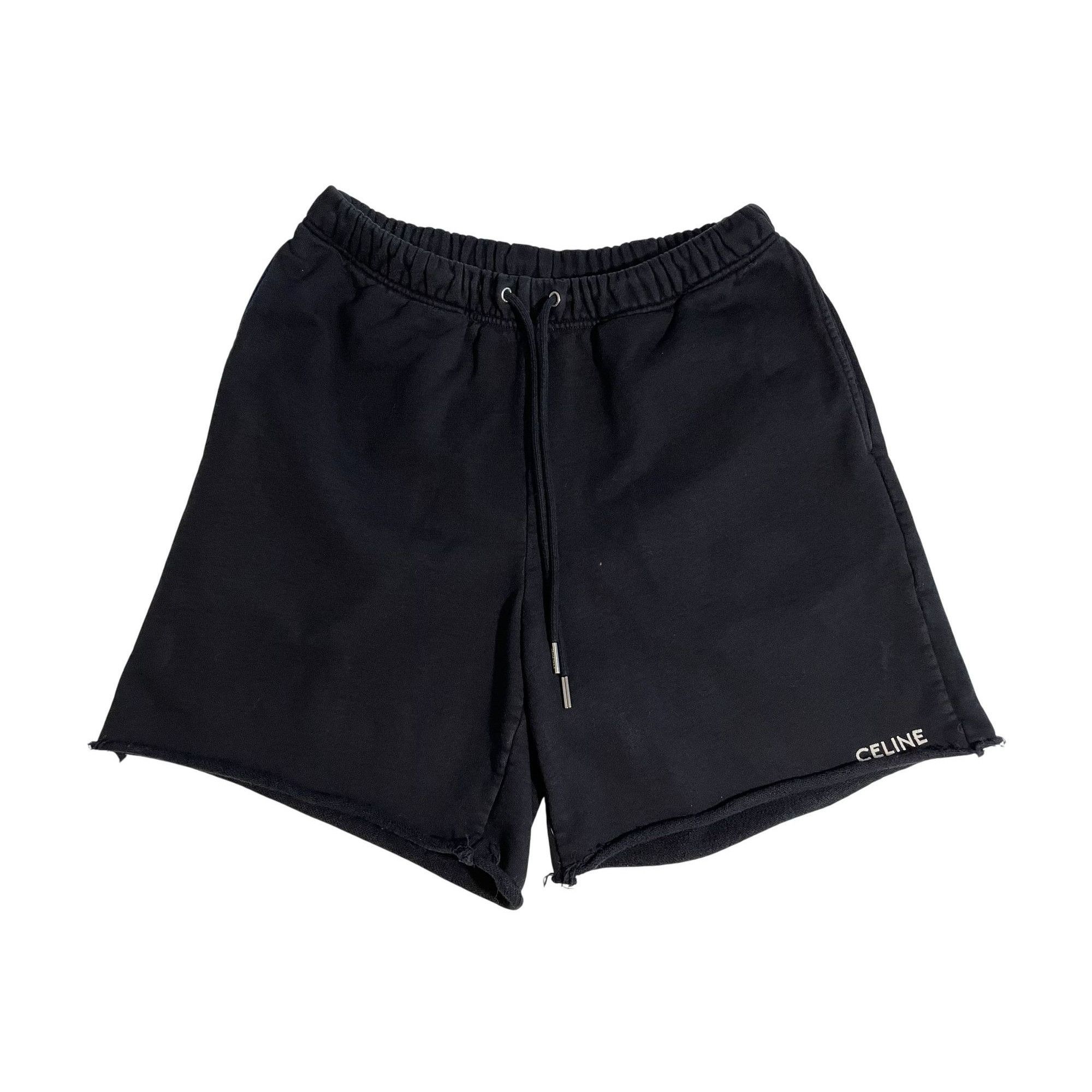Celine Celine Black Cotton Drawstring Shorts With Raw Hem & Elastic Size 39" - 1 Thumbnail