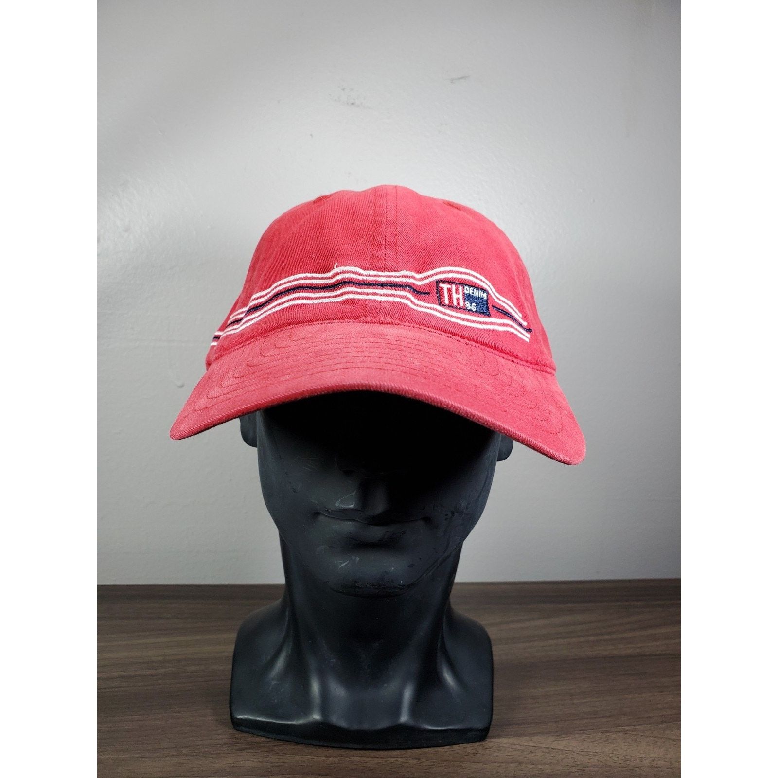 Tommy Hilfiger × Vintage Tommy Hilfiger Red Hat Cap TH Denim One Size Surf Athletics Size ONE SIZE - 4 Thumbnail
