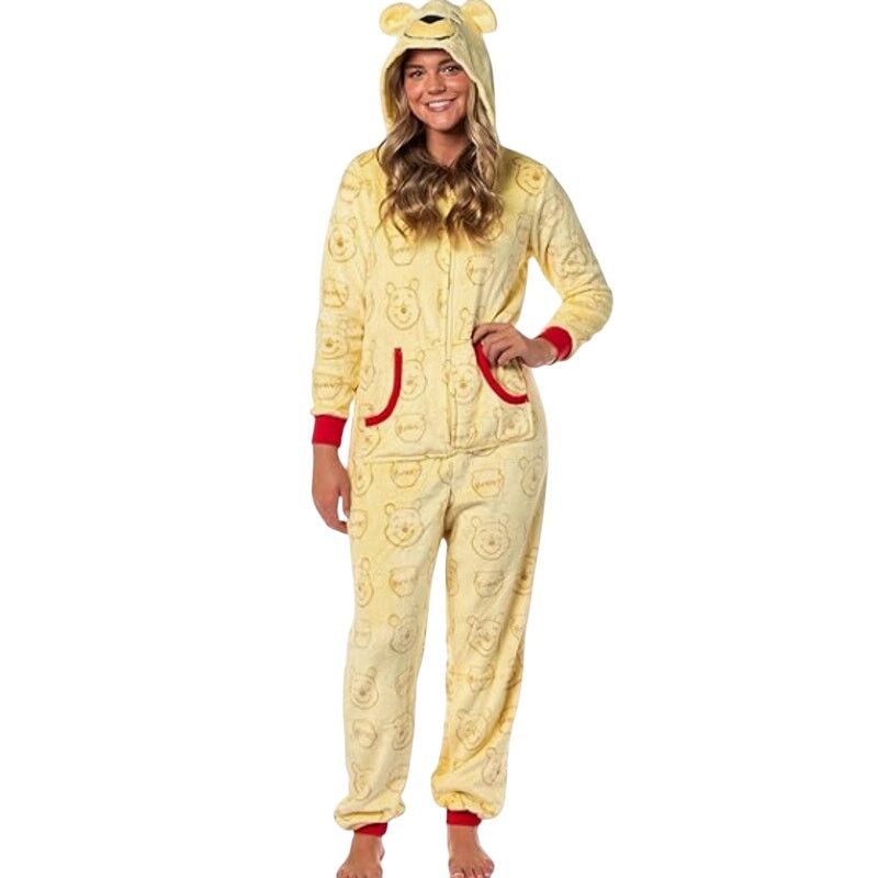 Disney Winnie the Pooh Union Suit Hooded Zip Up Pajama 3X