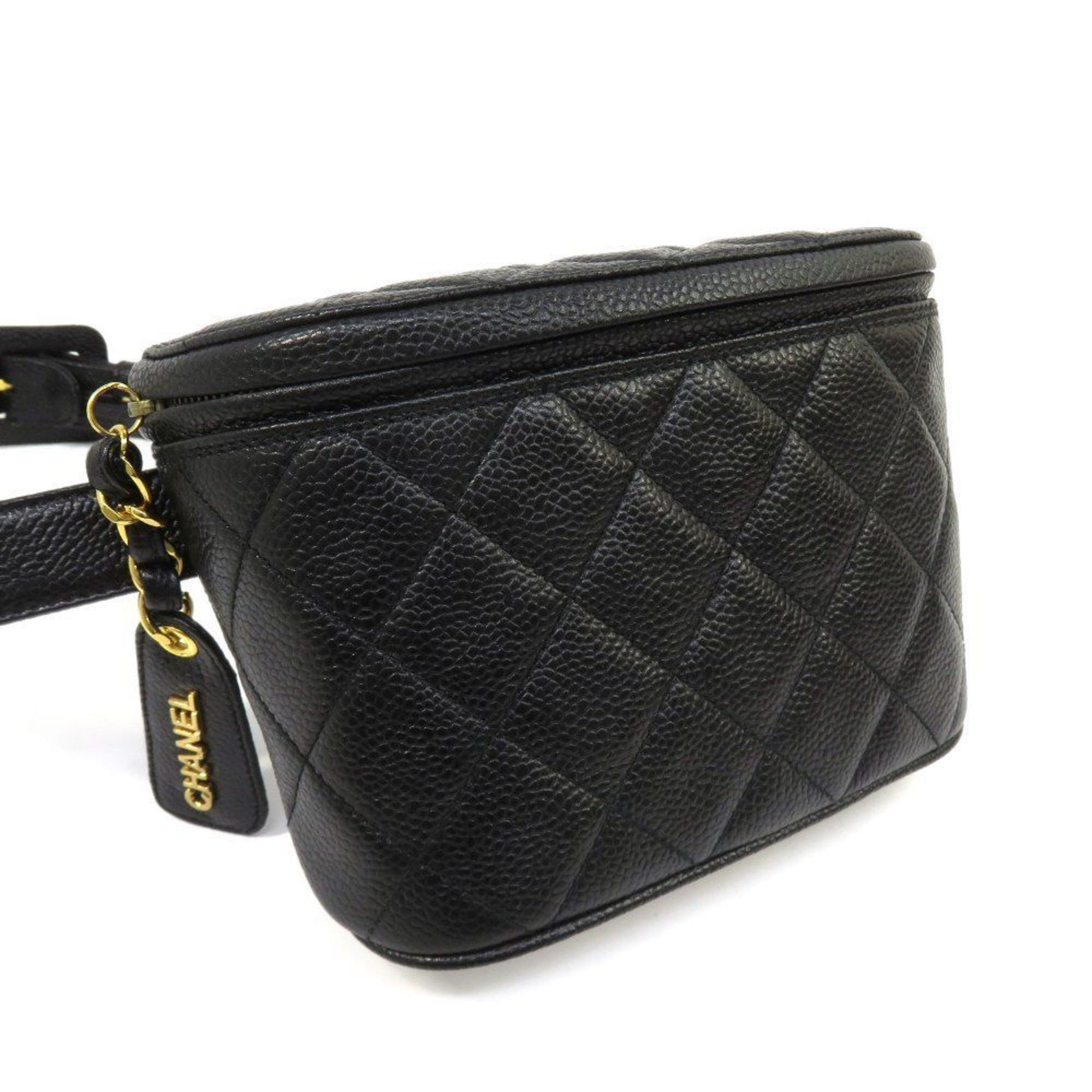 image of Chanel Caviar Skin Waist Bag Pouch Belt Black, Women's