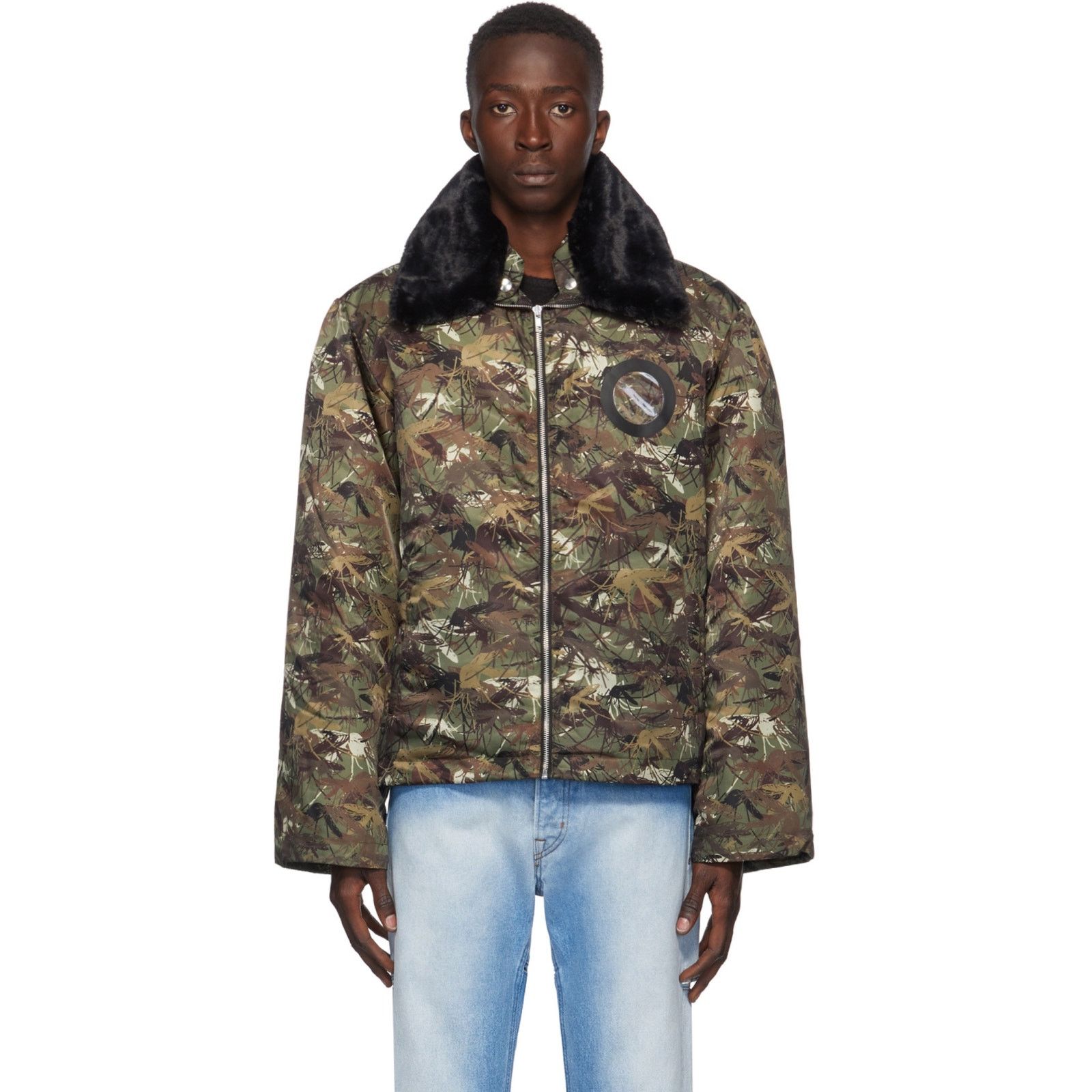 Random Identities NEW Random Identities Mile High Bomber Jacket Green/Brown Size US XXS / EU 40 - 1 Thumbnail