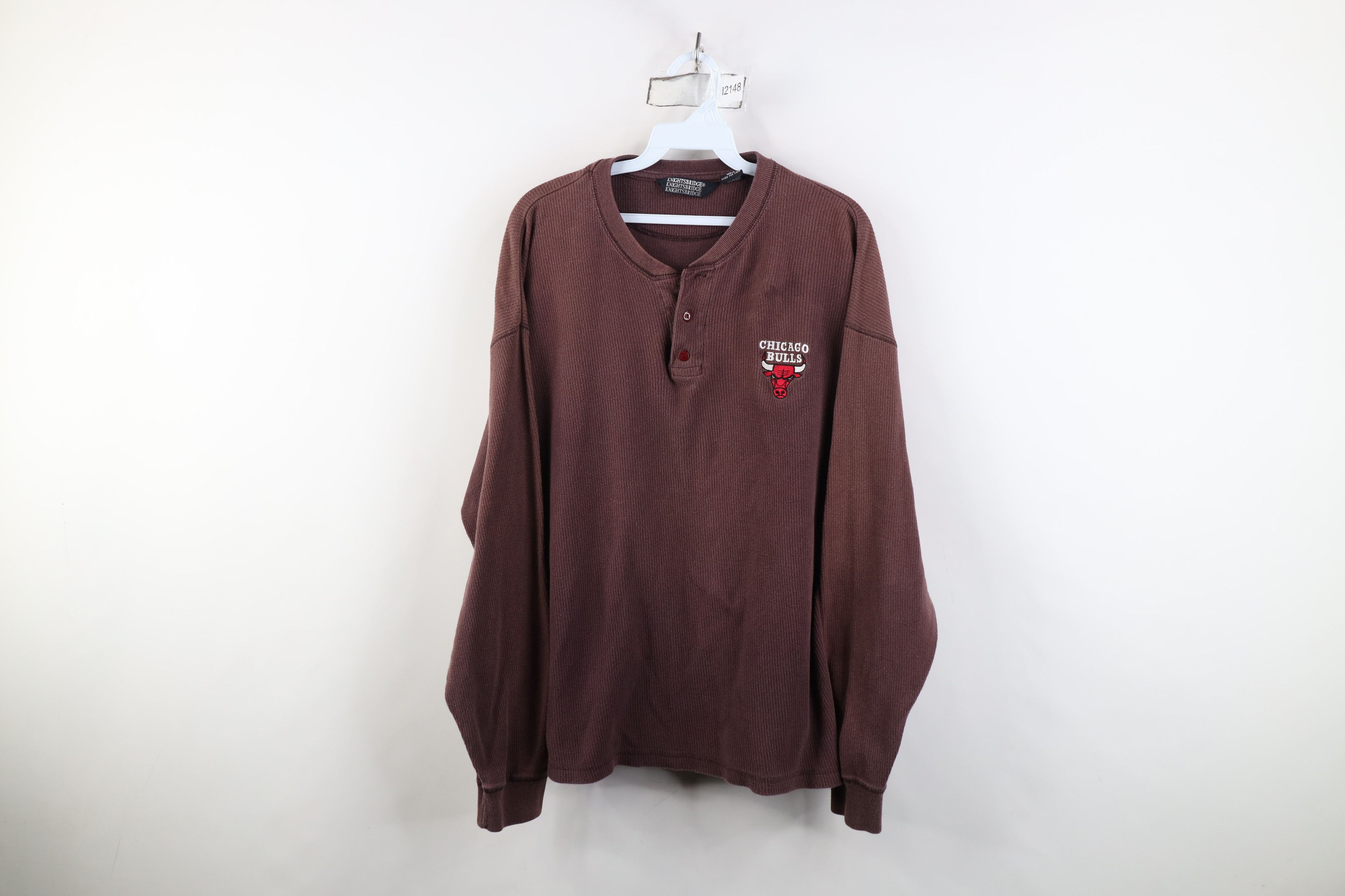 Vintage 90s Chicago Bulls Basketball Ribbed Henley T-Shirt