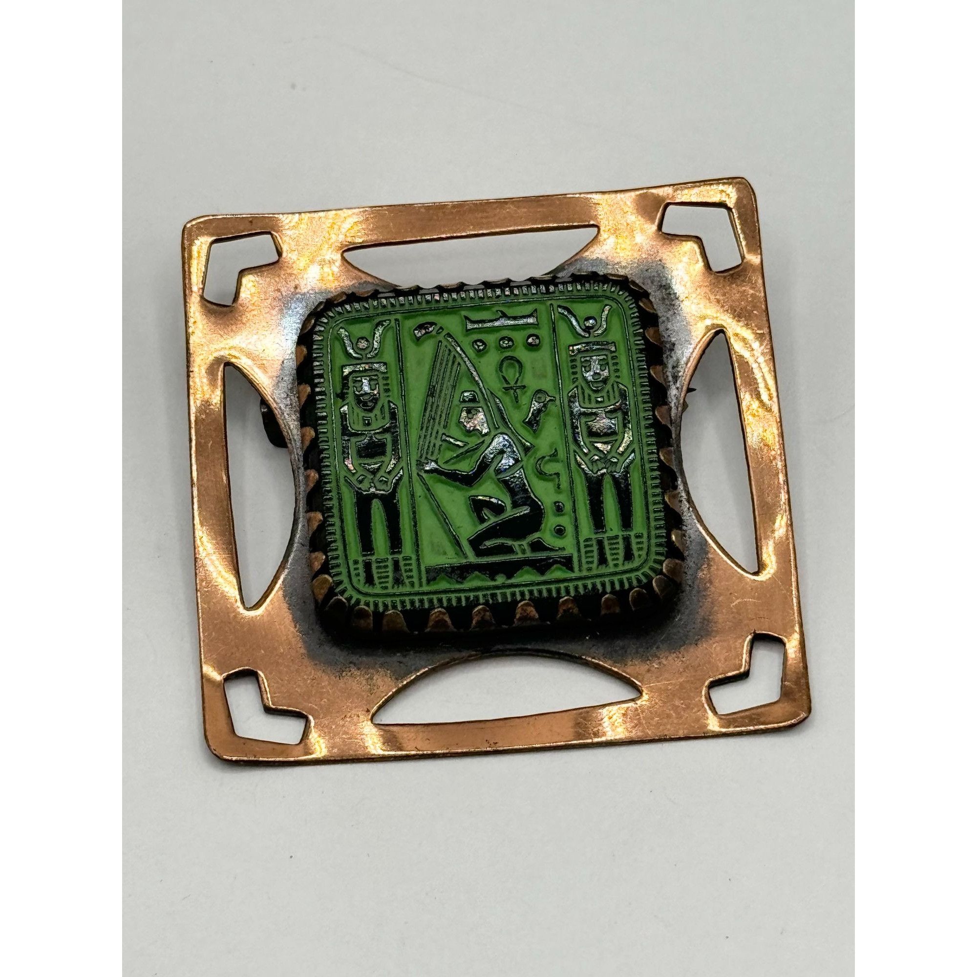 Vintage Vintage copper Egyptian revival glass brooch pin Size ONE SIZE - 2 Thumbnail