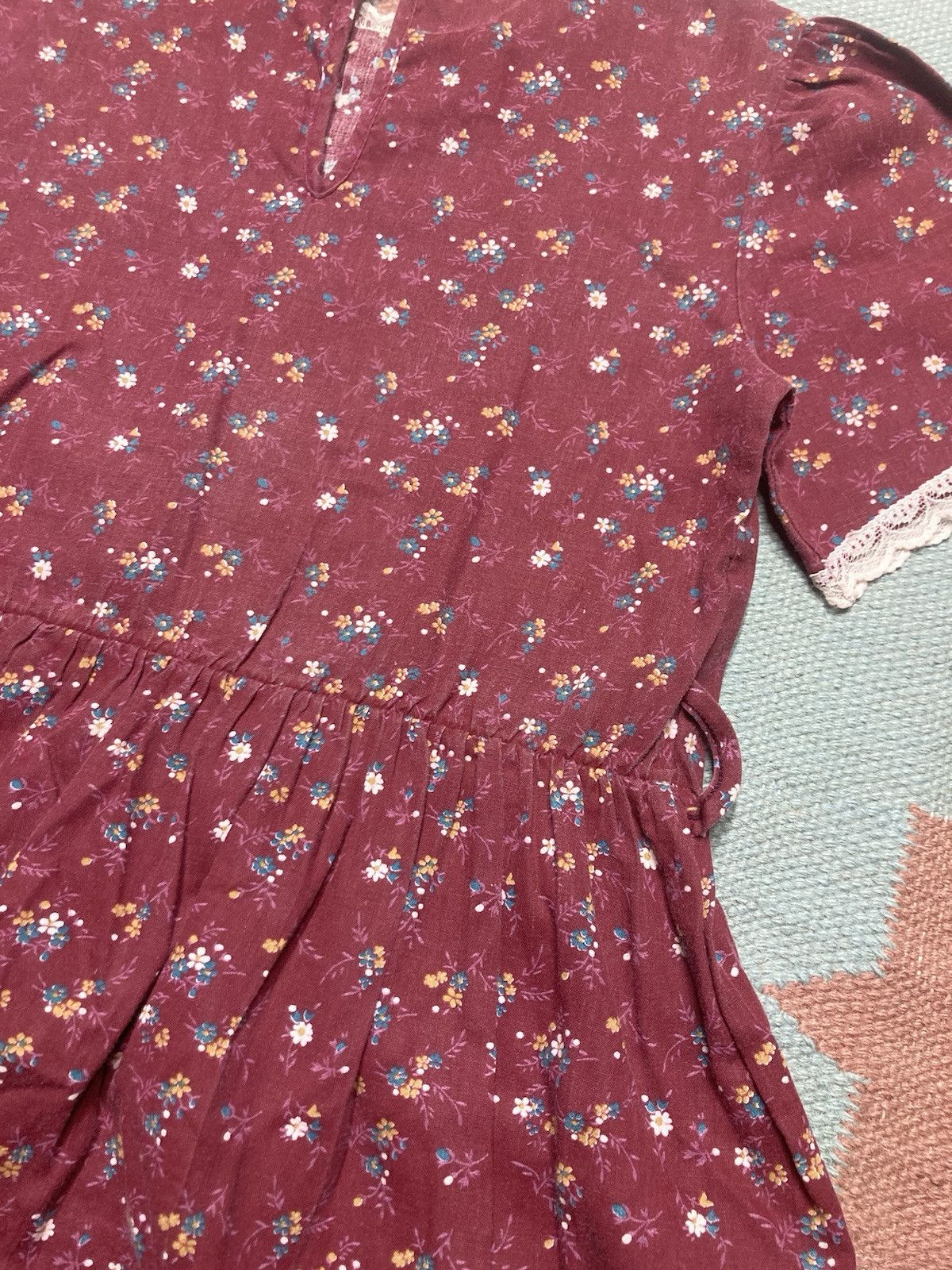 Vintage 70s floral dress flowers lace prairie cottage puff sleeves 8 Size M / US 6-8 / IT 42-44 - 6 Thumbnail