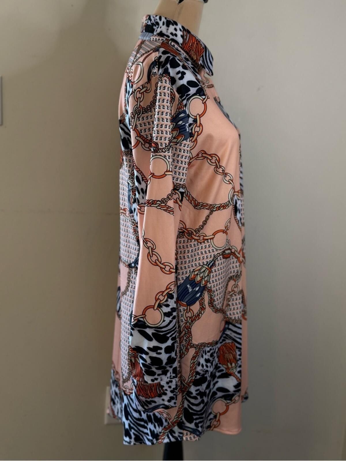 Other Western midi shirt dress cow gold chain tassel pattern SZ M Size M / US 6-8 / IT 42-44 - 4 Thumbnail