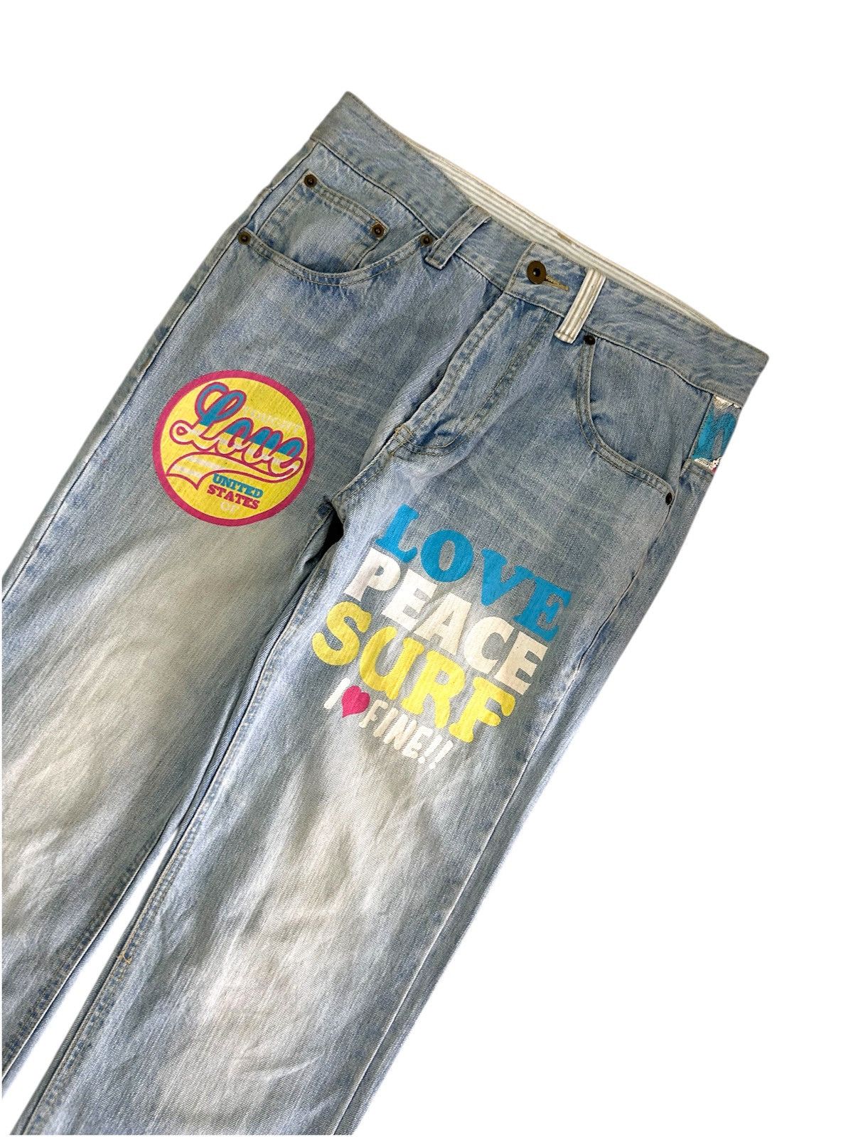 Japanese Brand × Vintage Vintage Japanese CLONE DEVGRU Love Peace Surf Jeans Size US 31 - 6 Thumbnail