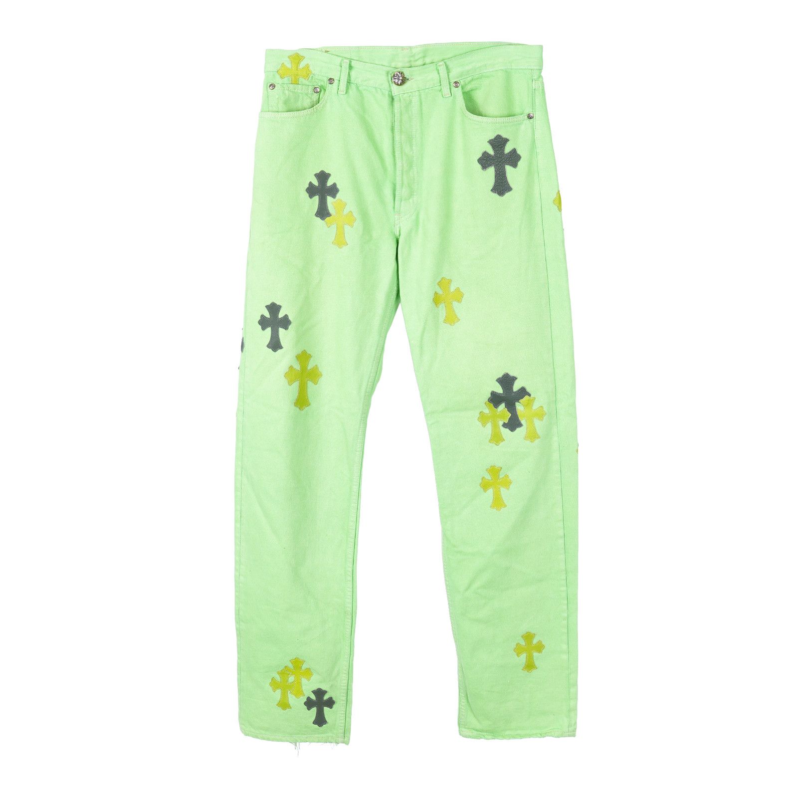 Chrome Hearts CHROME HEARTS SLIME NEON GREEN SEX RECORDS CROSS PATCH JEANS Size US 33 - 1 Thumbnail