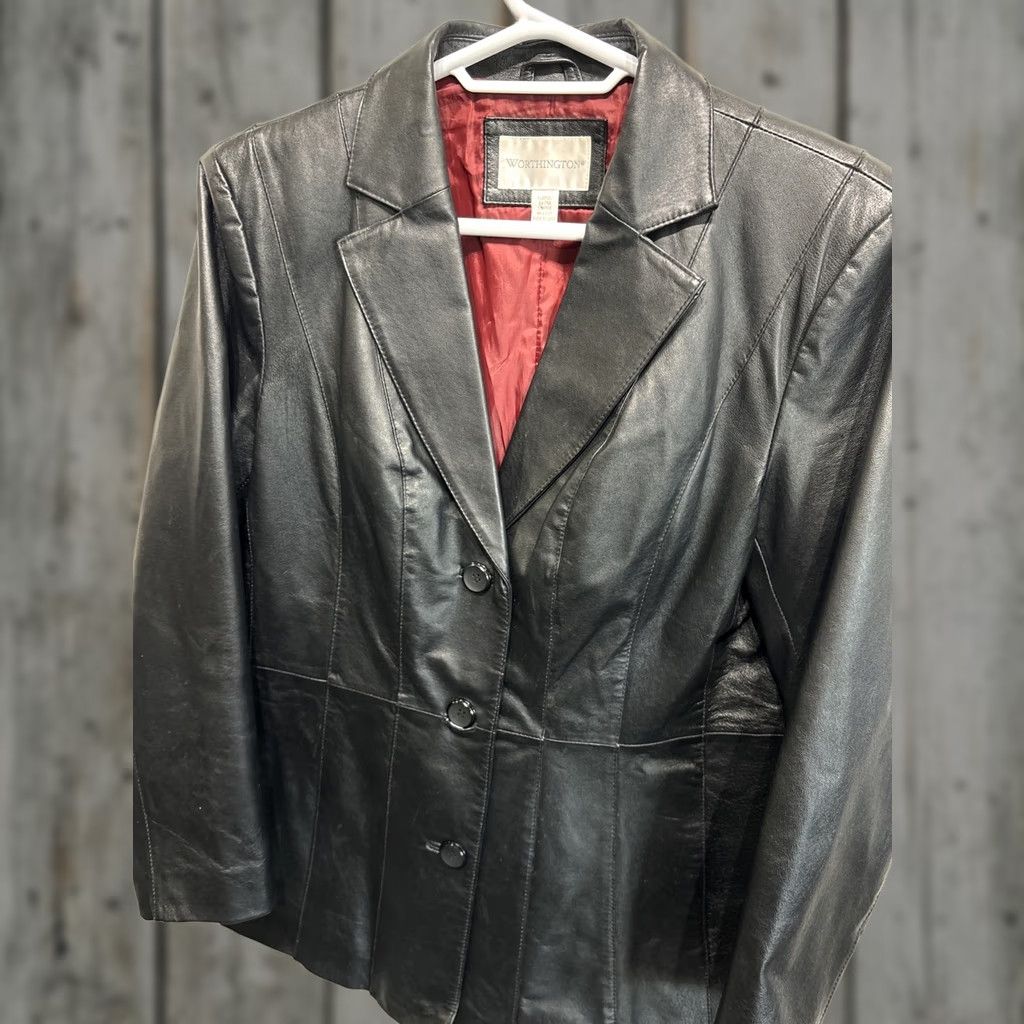 Worthington Worthington Leather Jacket Long Womens XL Black Size XL / US 12-14 / IT 48-50 - 1 Thumbnail