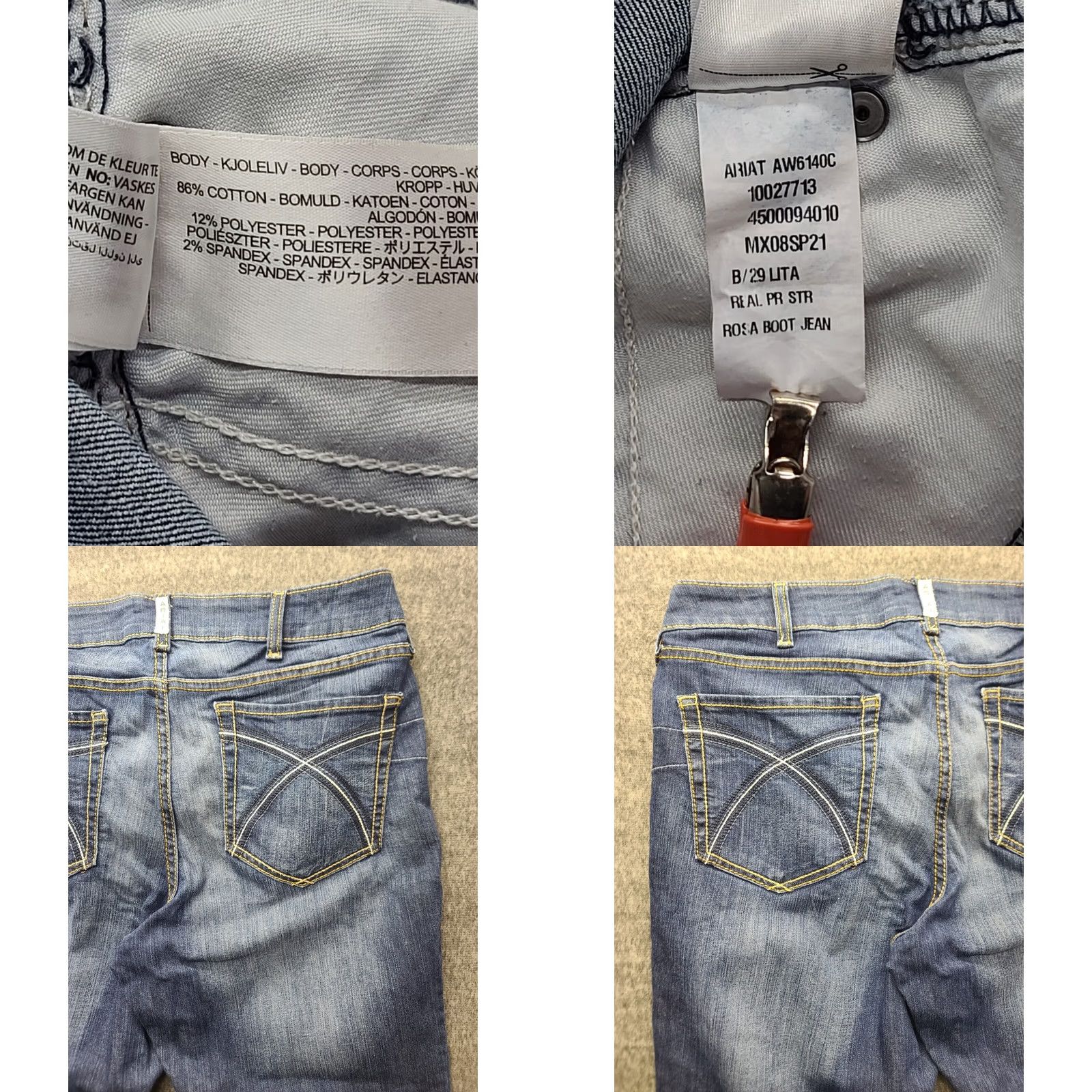 Ariat Ariat Rosa Jeans Womens 33x31 Slim Fit Bootcut Stretch Denim Blue 5-Pocket Mid Rise Size 24" / US 00 / IT 34 - 9 Thumbnail