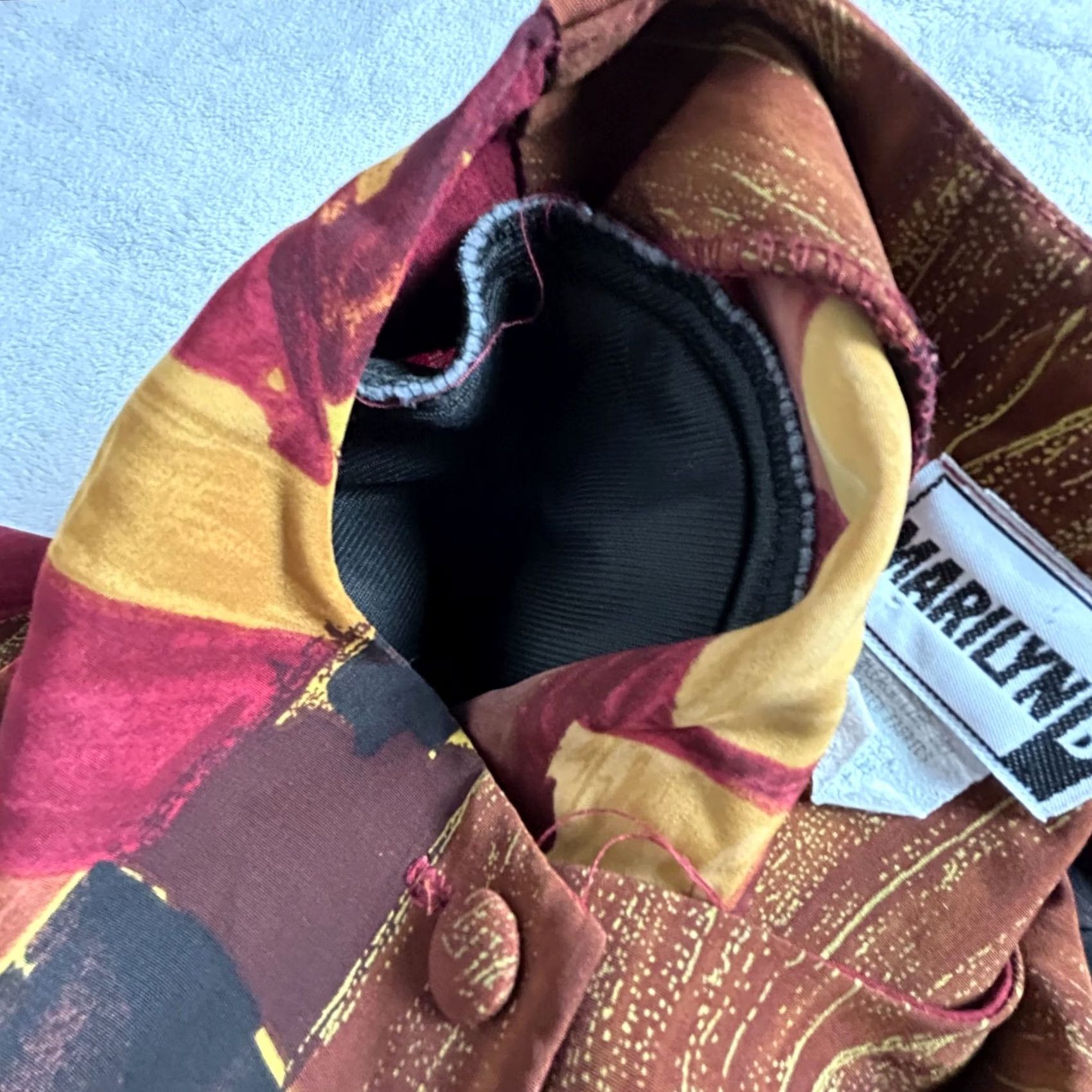Vintage Marilyn B Womens Lightweight Jacket 1X Abstract Print Button-Front Red Brown Size XL / US 12-14 / IT 48-50 - 5 Thumbnail