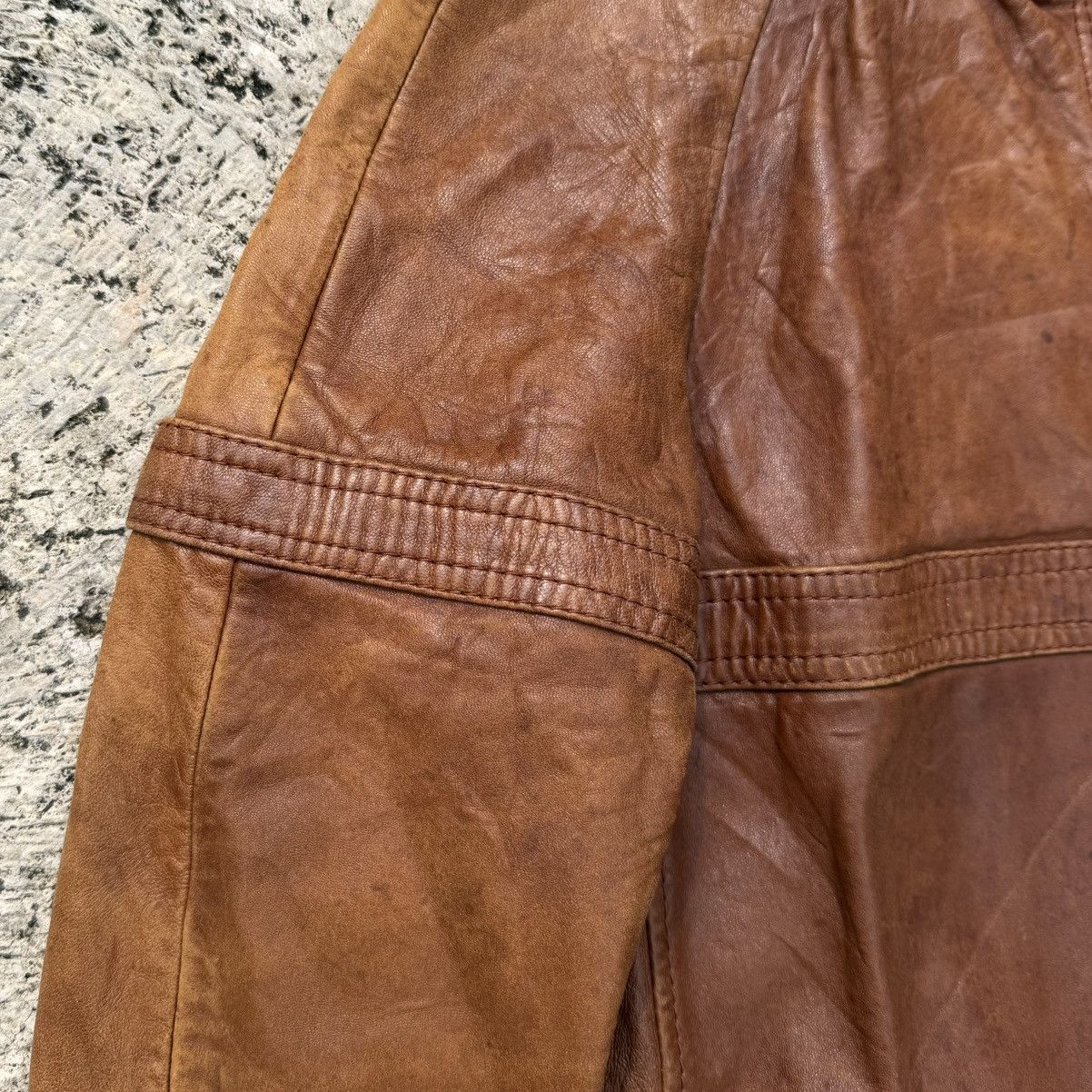 Vintage 🔥Vintage Real Leather Jacket Brown Distressed Bomber Rare Size US M / EU 48-50 / 2 - 5 Thumbnail