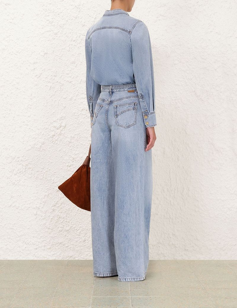 Zimmermann oc11z0226 Illuminate Scoop Denim Shirt in Blue Size L / US 10 / IT 46 - 4 Thumbnail