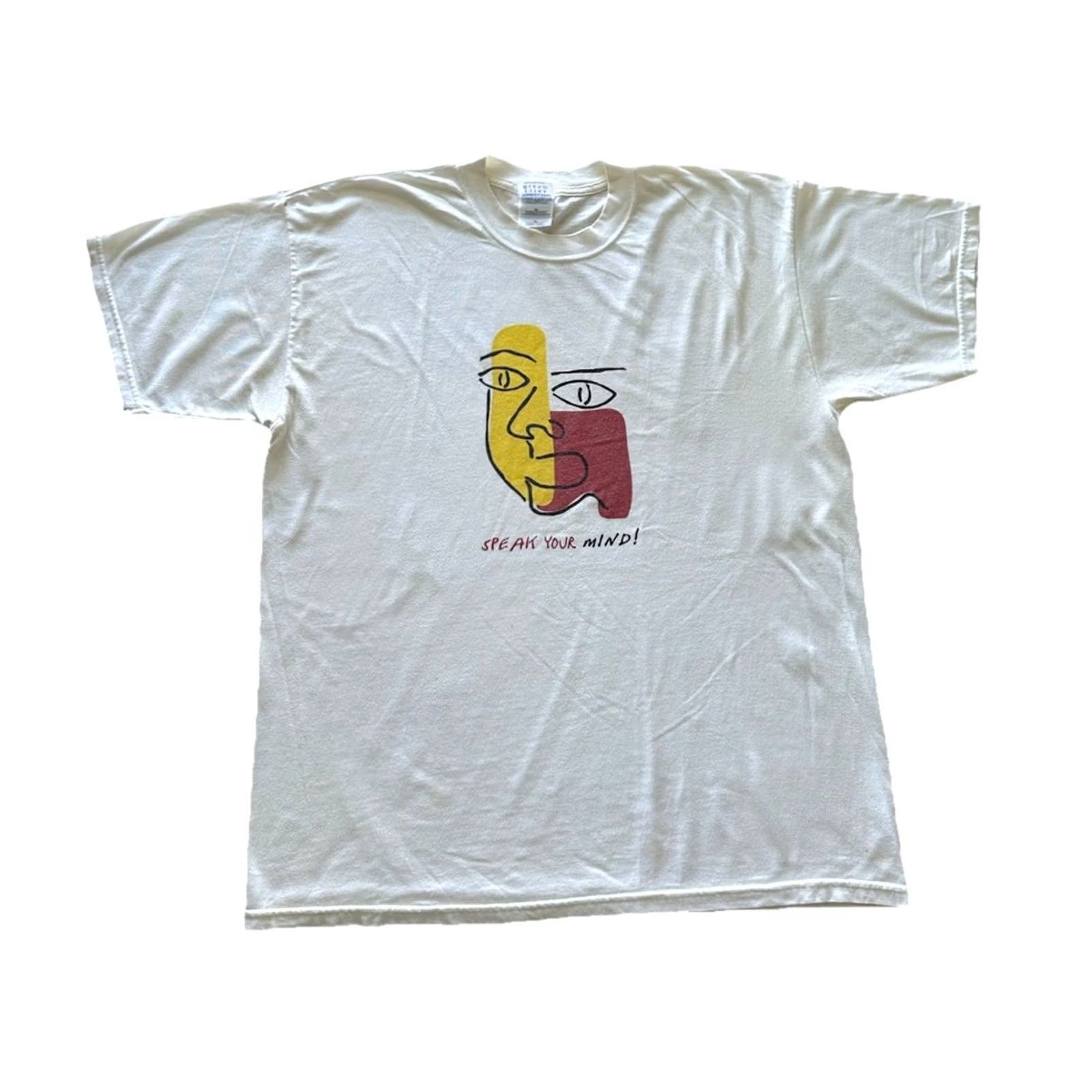 Gildan VINTAGE MTV Rock The Vote Speak Your Mind T-Shirt Mens XL White 1990s Gildan 90s Music Rock Short Sleeve Crew Neck Cotton Logo Size US XL / EU 56 / 4 - 2 Thumbnail